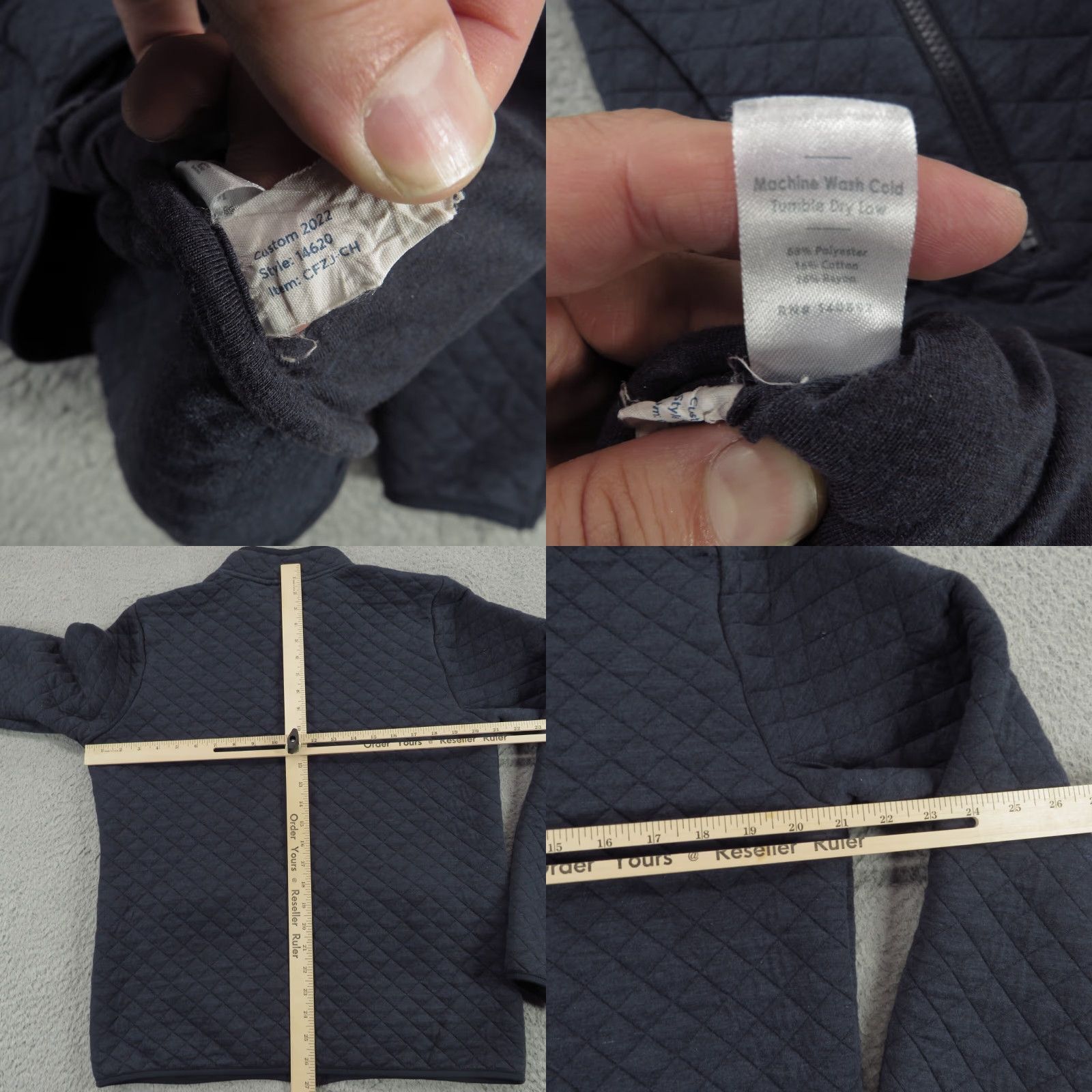 Marine Layer VINTAGE Marine Layer Jacket Mens Large Navy Quilted Full Zip Sweater Corbet Rayon Fleece Size US L / EU 52-54 / 3 - 8 Thumbnail