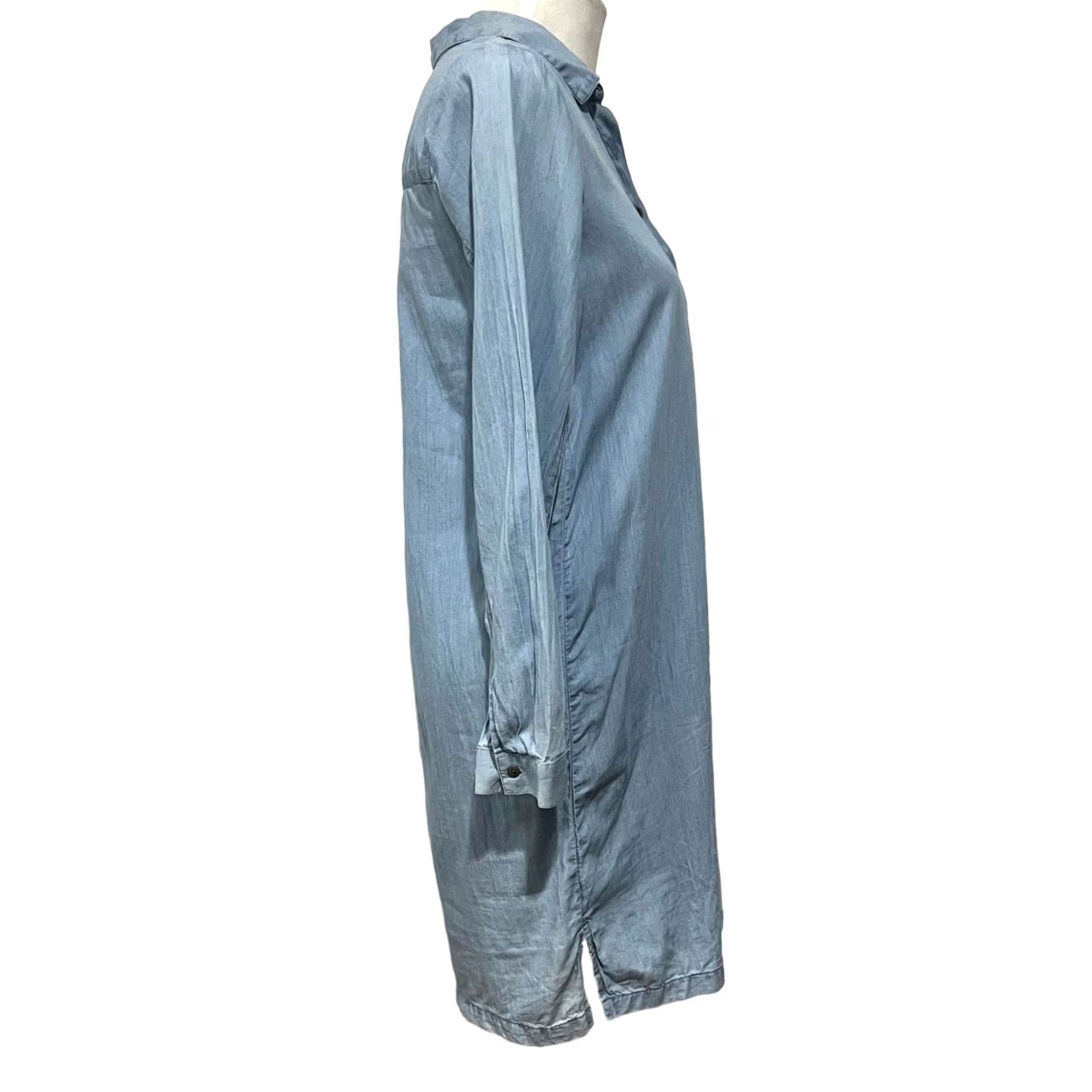 Lucky Brand Lucky Brand Shirt Dress Chambray Popover Long Sleeve Blue XS Dress Shirt Womens Slim Knee Length 100% Cotton Size XS / US 0-2 / IT 36-38 - 5 Thumbnail