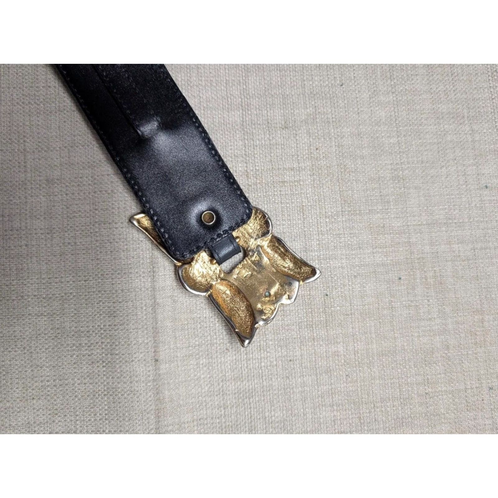Escada VINTAGE Escada belt gray leather with brass buckle belt Germany XS belt width 2" Glam BLING Western 26 or less Womens XS Size ONE SIZE - 7 Thumbnail