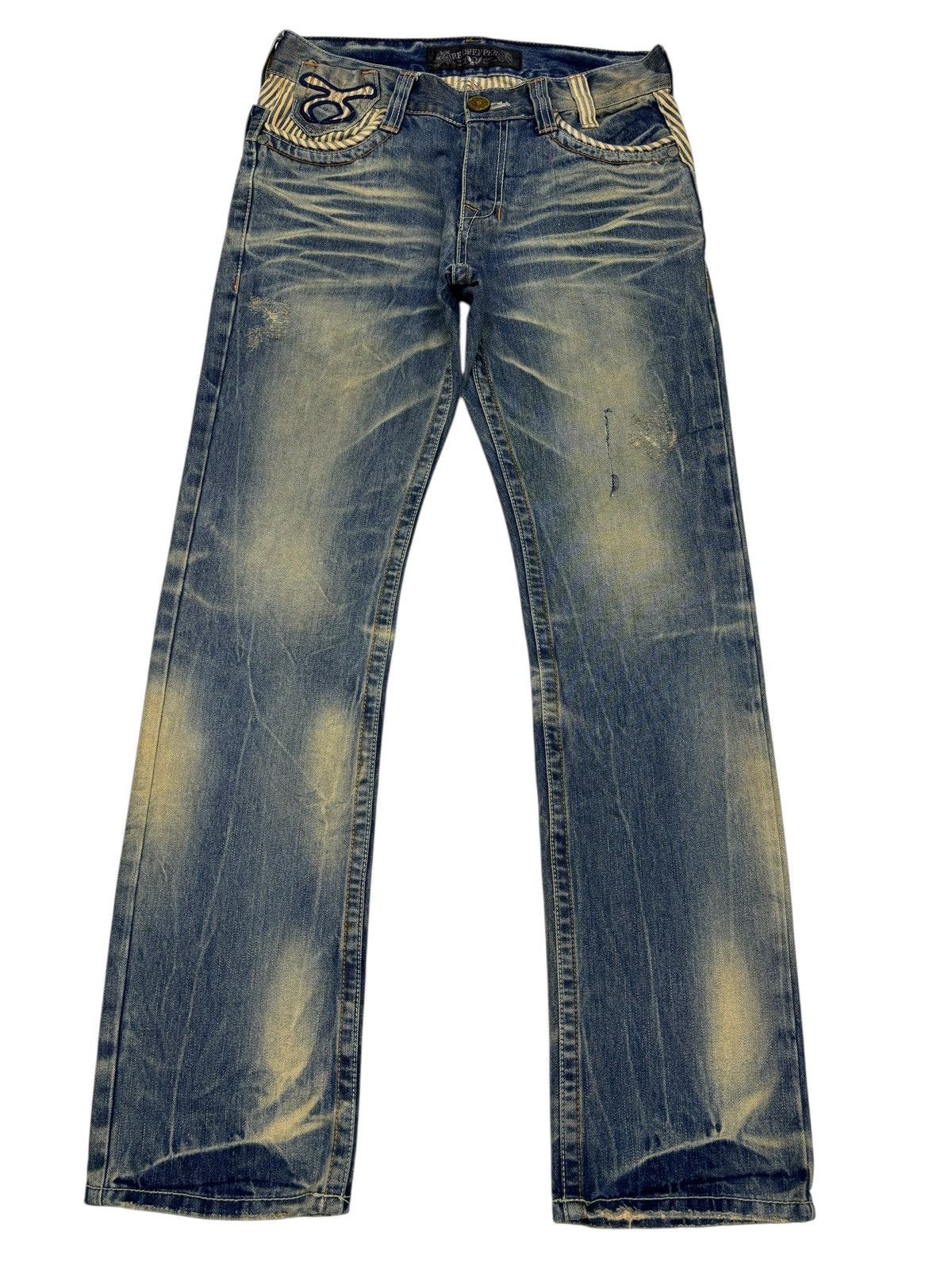 Kapital Red Pepper Double Waist Claw Mark Distressed Denim Jeans Size US 30 / EU 46 - 3 Thumbnail