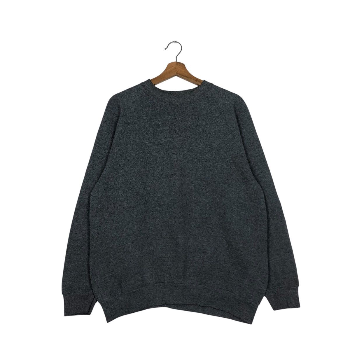 Vintage 📌Vintage Plain Sweatshirt Fruit Of The Loom Rich Grey Size US L / EU 52-54 / 3 - 2 Thumbnail