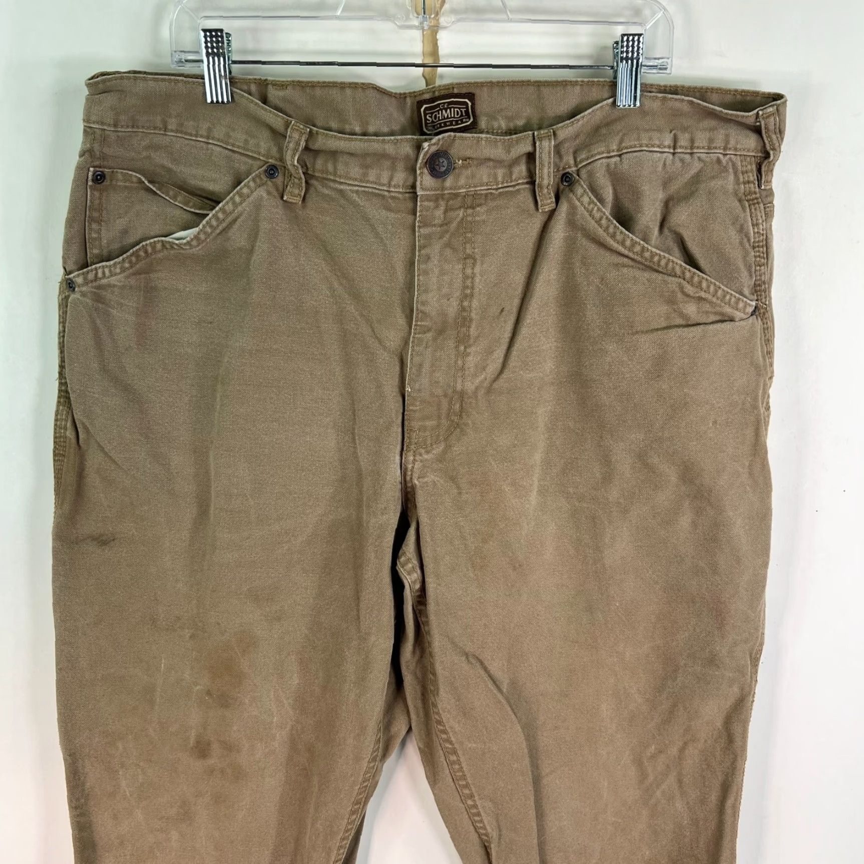 Vintage VINTAGE C.E. Schmidt Carpenter Work Pants Jeans Mens Size 40 Tan Distressed Cotton Cargo 32-in Inseam Size US 40 / EU 56 - 2 Thumbnail