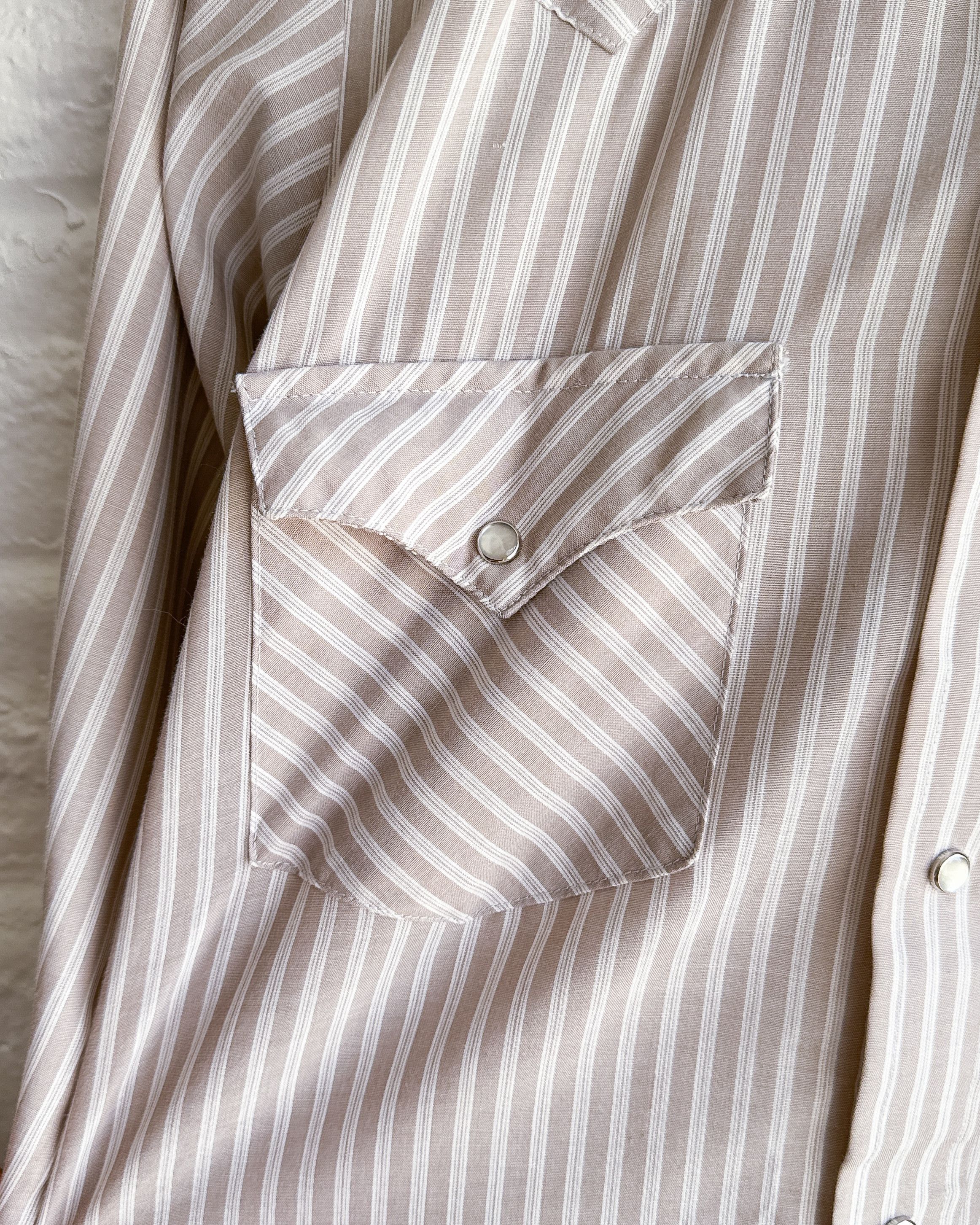 Vintage Vintage 90s Karman Striped Western Shirt Beige Snap Buttons Size US M / EU 48-50 / 2 - 5 Thumbnail