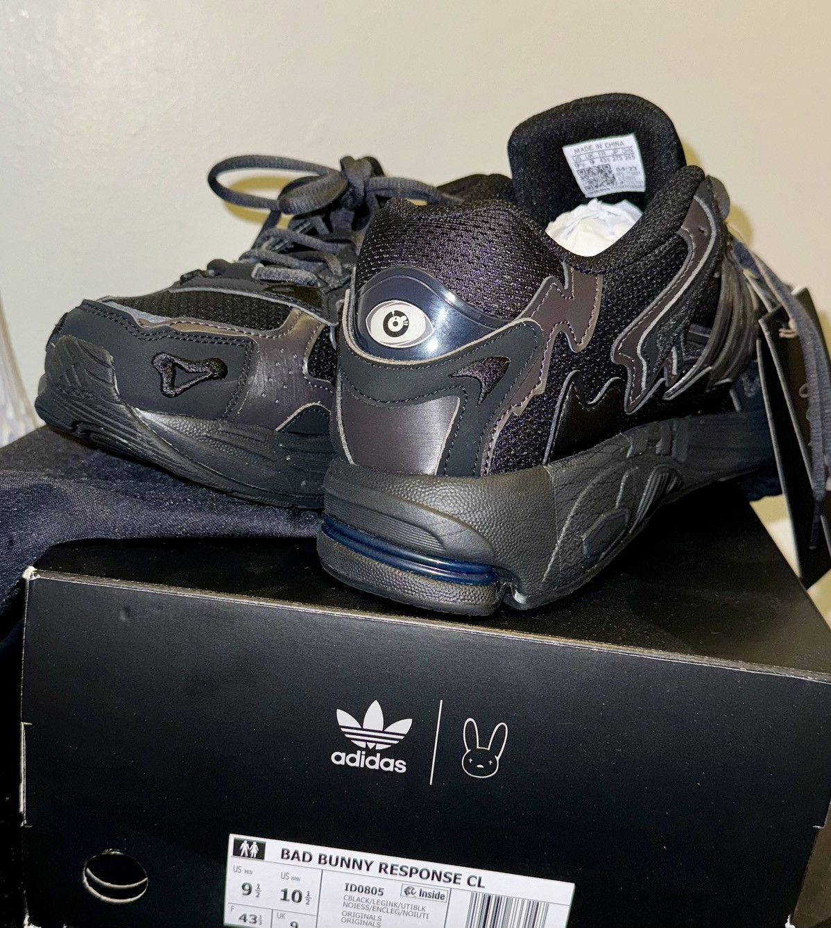 Adidas Bad Bunny x Response CL 'Triple Black' Size US 9.5 / EU 42-43 - 2 Thumbnail