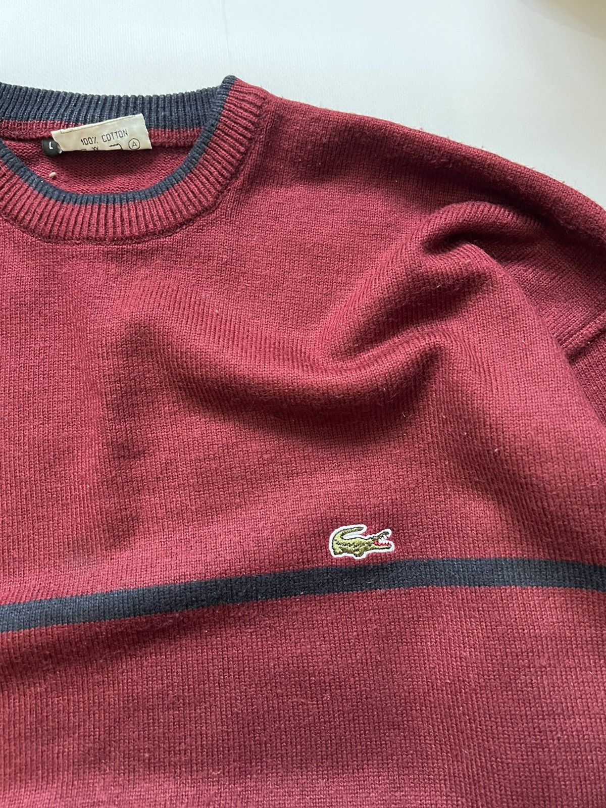 Lacoste Vintage 90’s Lacoste Red Striped Sweater Size US L / EU 52-54 / 3 - 3 Thumbnail