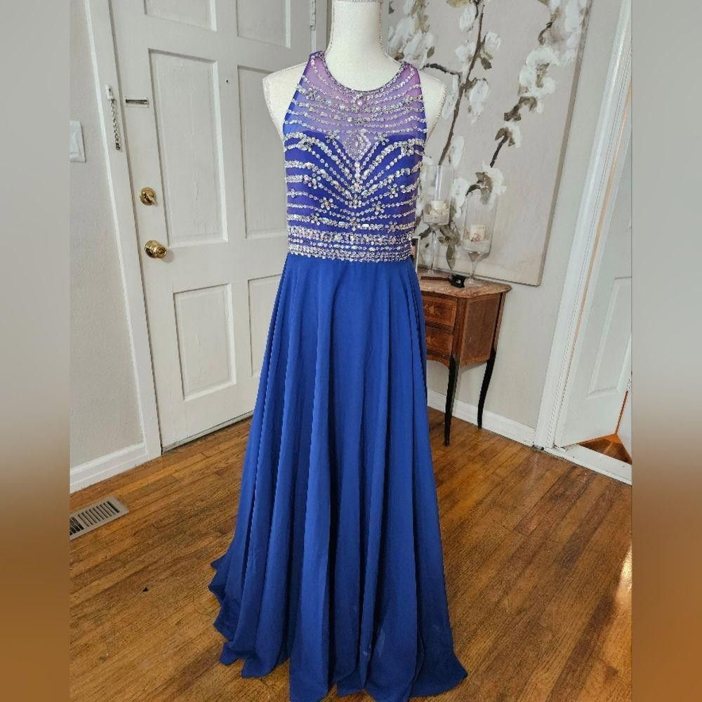 Designer Promfy A-line chiffon ombre party dress Size L / US 10 / IT 46 - 4 Thumbnail