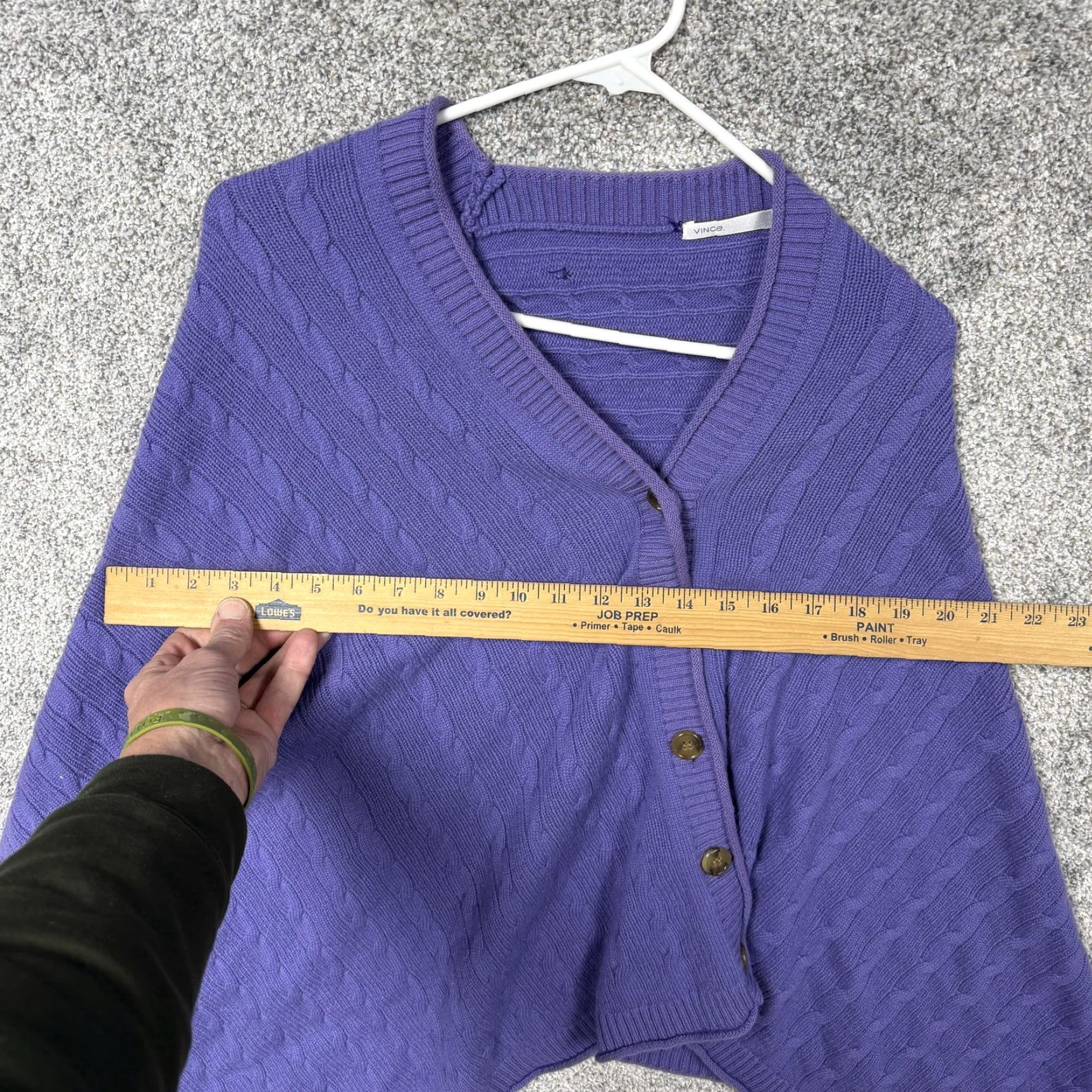 Vince Vince Cape Sweater One Size Purple Cable-Knit Cape-Waisted Knit Women Wool Cashmere V-Neck Button Front Vintage No Size ONE SIZE - 3 Thumbnail