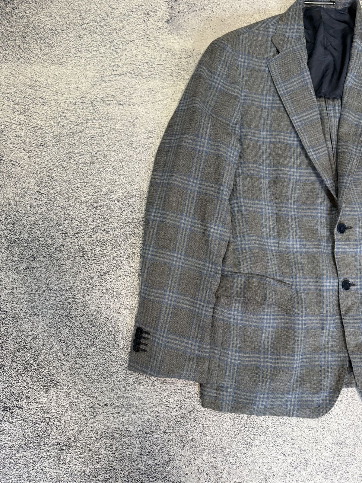 Ermenegildo Zegna Ermenegildo Zegna Blazer 54 IT Grey Check Wool Silk Jacket Size 44R - 6 Thumbnail