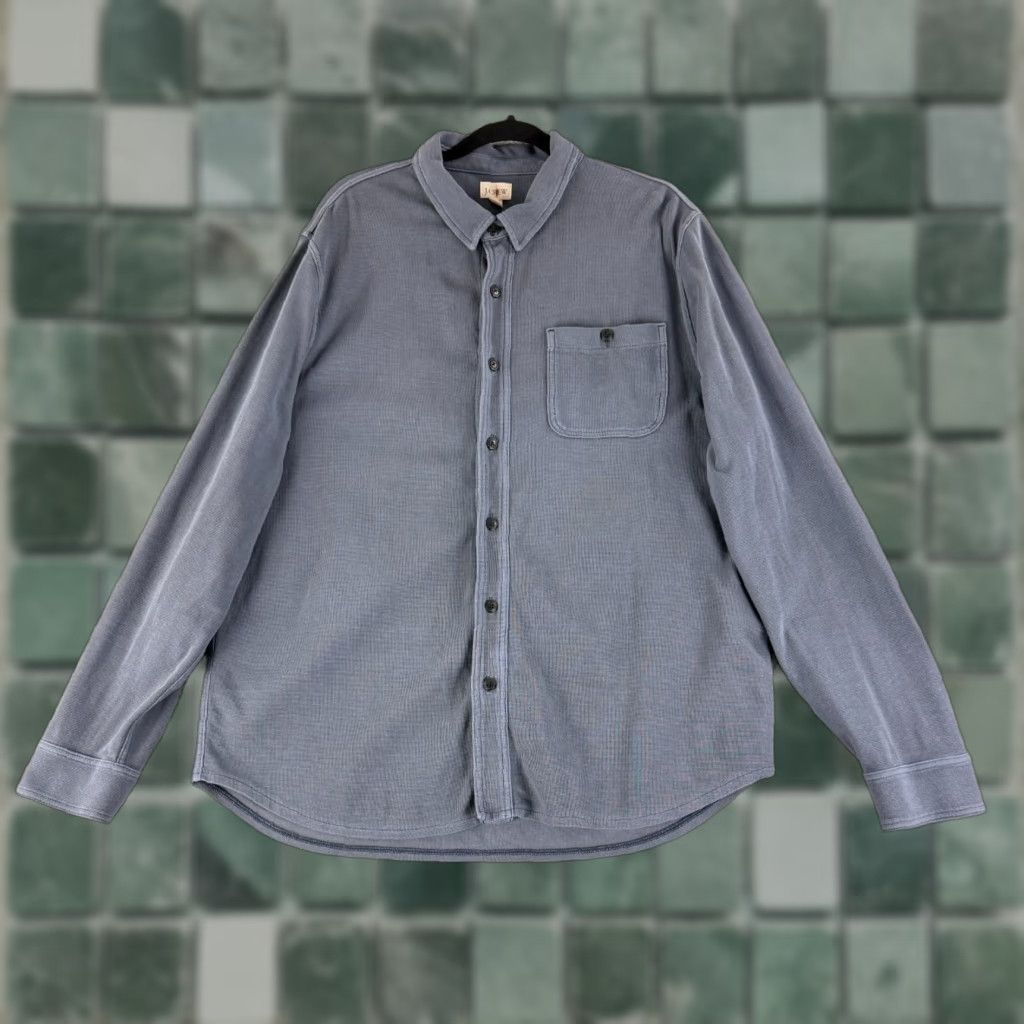 J.Crew J.CREW Button-Up Shirt Mens XL Gray Cotton Waffle Long Sleeve Casual Size US XL / EU 56 / 4 - 1 Thumbnail