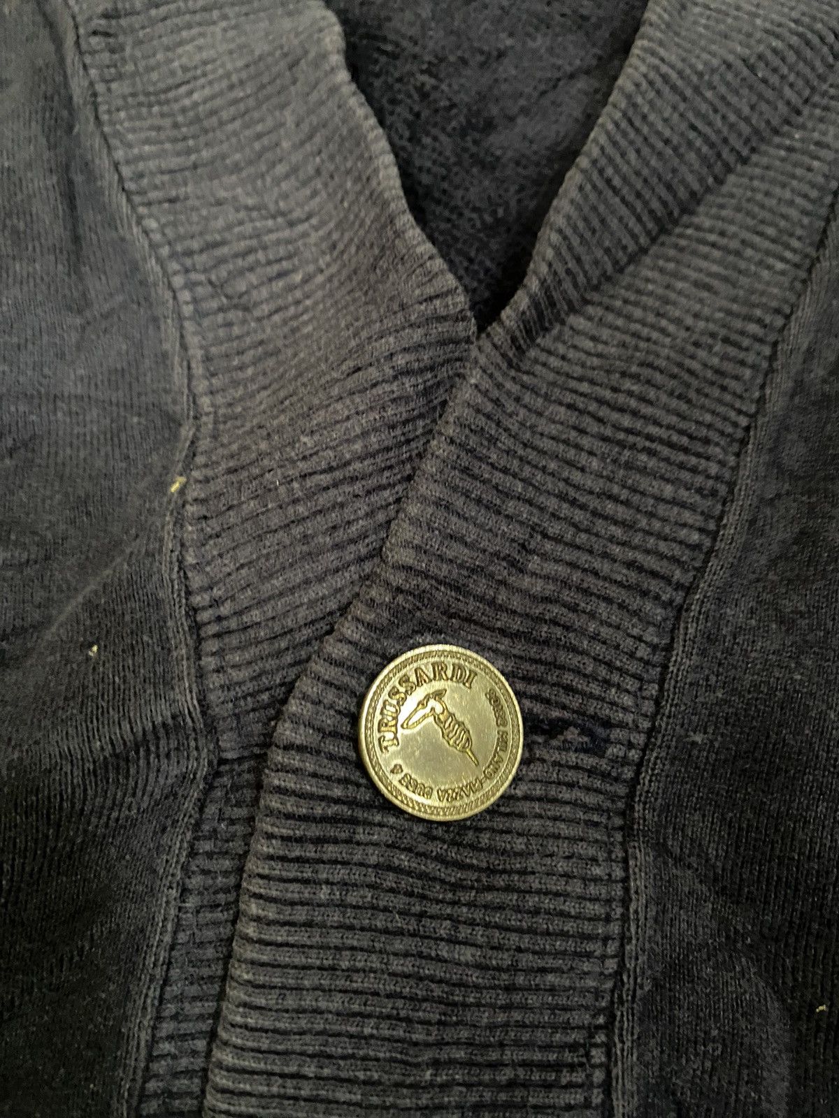 Trussardi × Vintage Vintage Trussardi Spellout Cardigan Sweatshirt Size US XL / EU 56 / 4 - 6 Thumbnail
