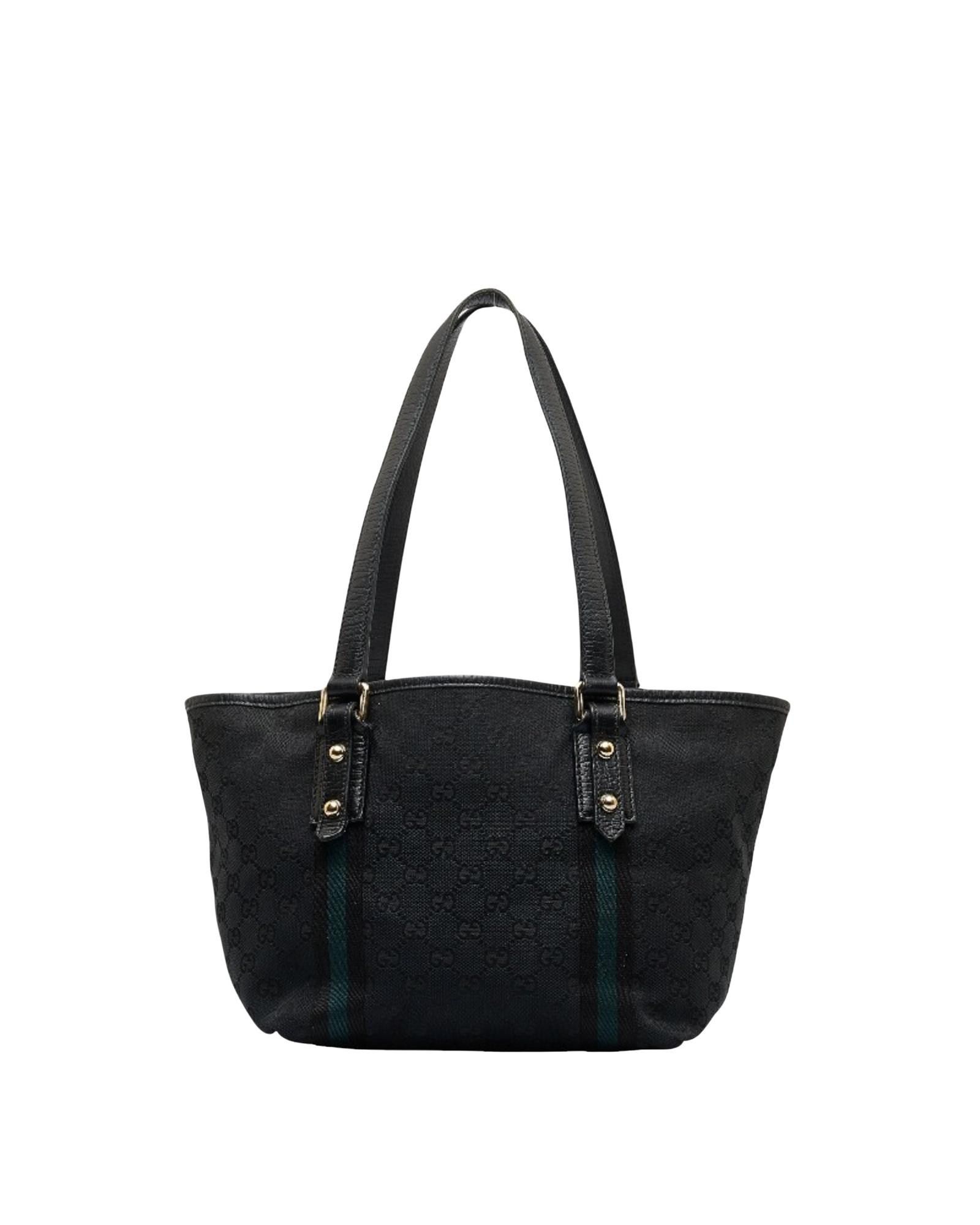 image of Gucci Versatile Black Canvas Shoulder And Tote Bag, Women's