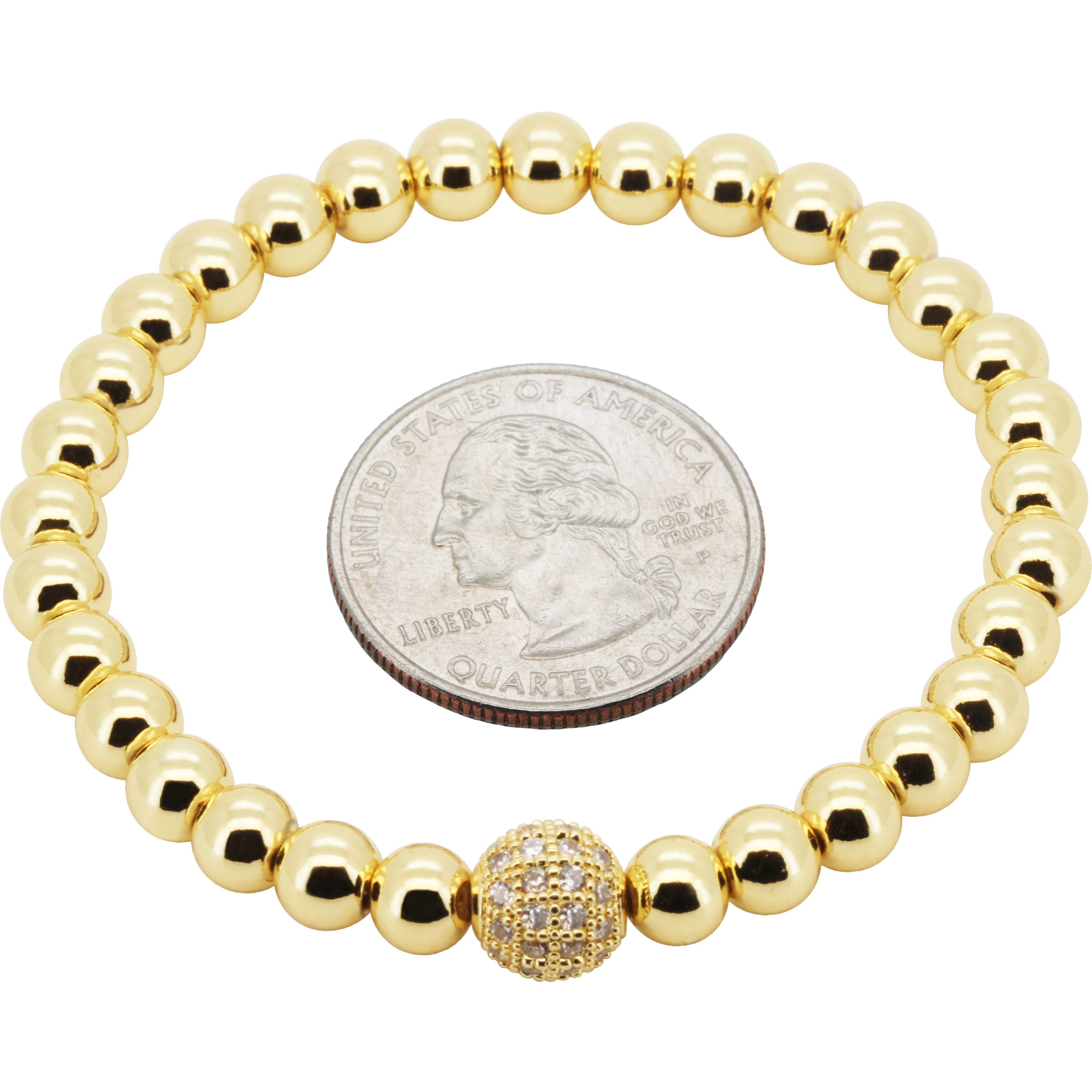 Other 14k GP AAA CZ 8mm Disco Ball Beaded Stretch Bracelet 7" Size ONE SIZE - 1 Preview