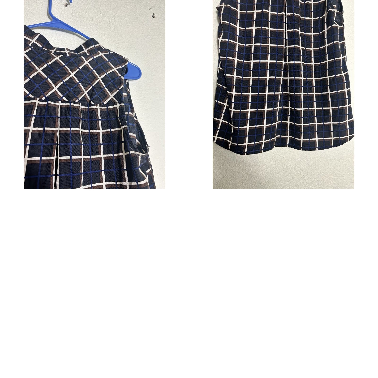 J.Crew J.CREW Tank Womens Size 6 100% Silk V-Neck Sleeveless Striped Blue Brown White Shirt Adult Womens Size M / US 6-8 / IT 42-44 - 9 Thumbnail