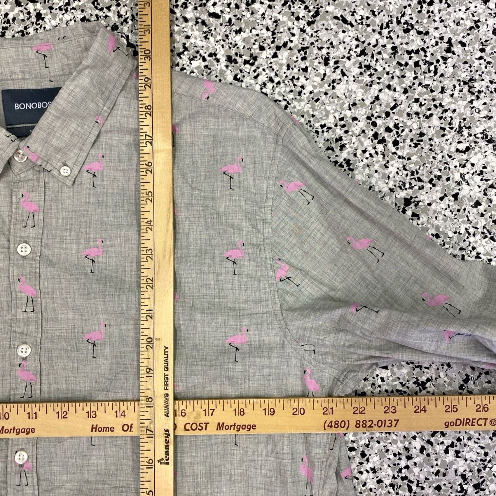 Bonobos VINTAGE Bonobos Shirt Mens XL Slim Gray Pink Flamingo Button Up Long Sleeve Casual Size US XL / EU 56 / 4 - 3 Thumbnail