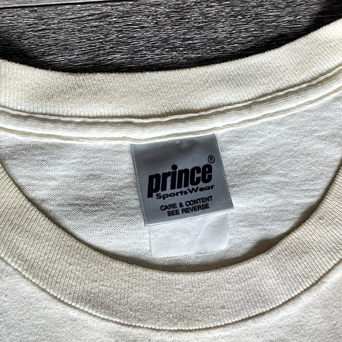 Prince Vintage 1990s Prince Tennis Graphic Logo Tee Shirt Off White Size US XL / EU 56 / 4 - 5 Thumbnail