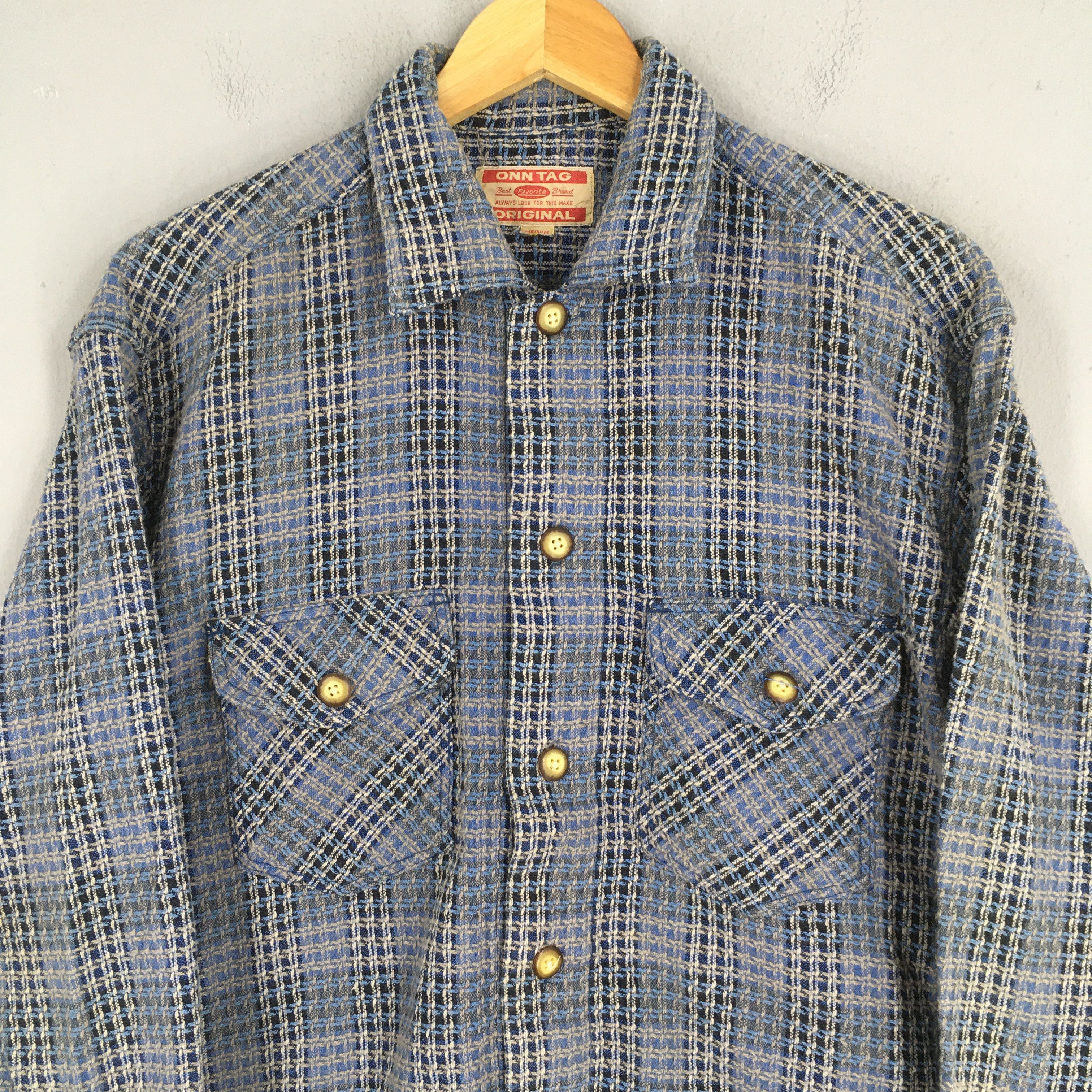 Vintage Vintage 1980s Patchwork Boro Flannel Blue Shirt Medium Size US M / EU 48-50 / 2 - 2 Thumbnail