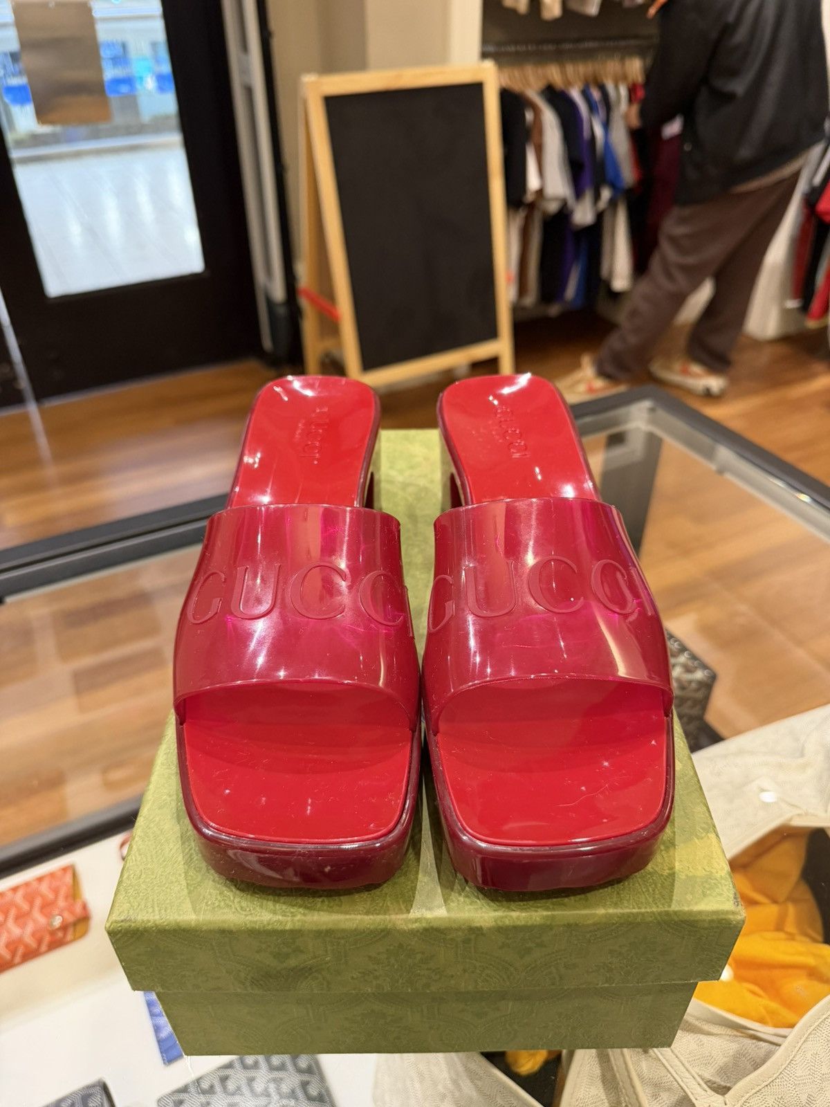 Gucci Gucci Rubber Jelly Platform Sandal - Hibiscus Red Size US 9 / IT 39 - 6 Thumbnail