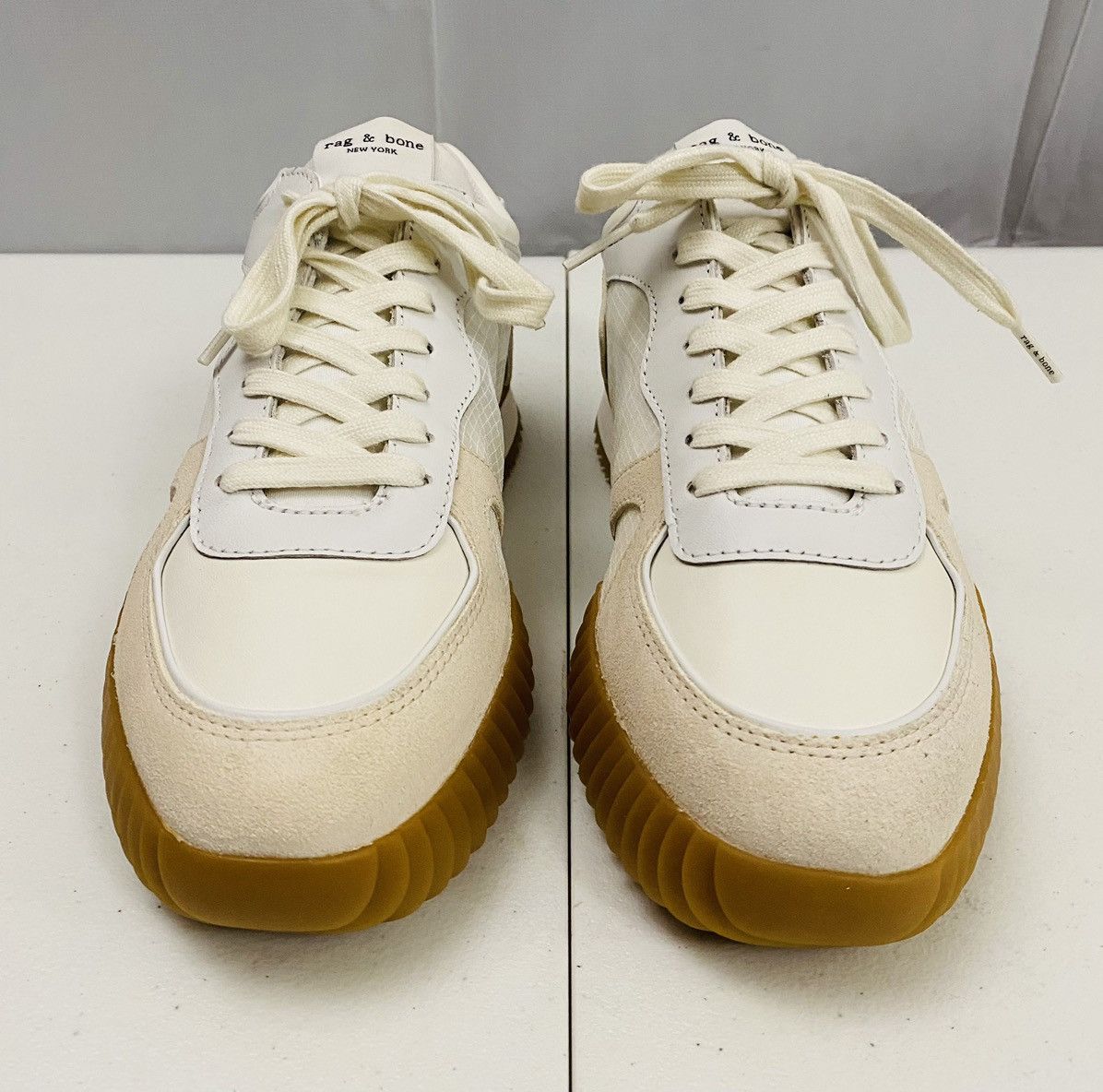 Rag & Bone Rag & Bone white/beige mesh/leather/suede retro runner NW Size US 10 / IT 40 - 3 Thumbnail