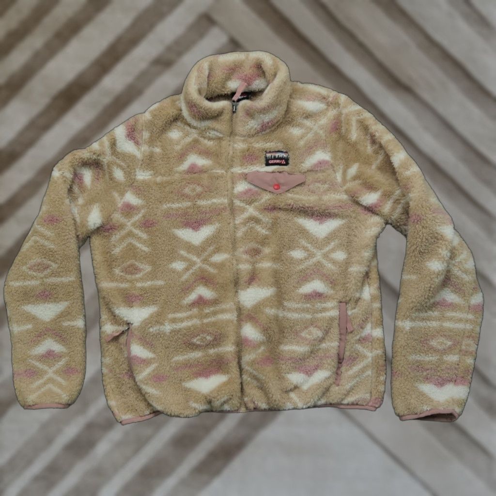 Pinko Gerry Jacket Womens Large Brown Pink Sherpa Fleece Full Zip Size L / US 10 / IT 46 - 1 Thumbnail
