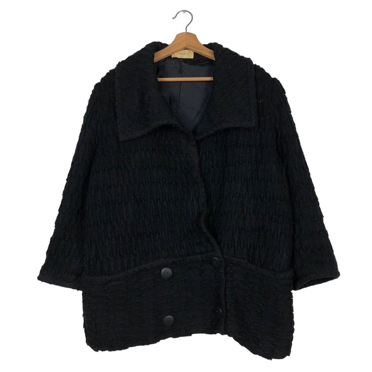 Issey Miyake 🔥Rich Black- Vintage Wool Jacket Button Elmorea Japan Made Size US L / EU 52-54 / 3 - 1 Thumbnail