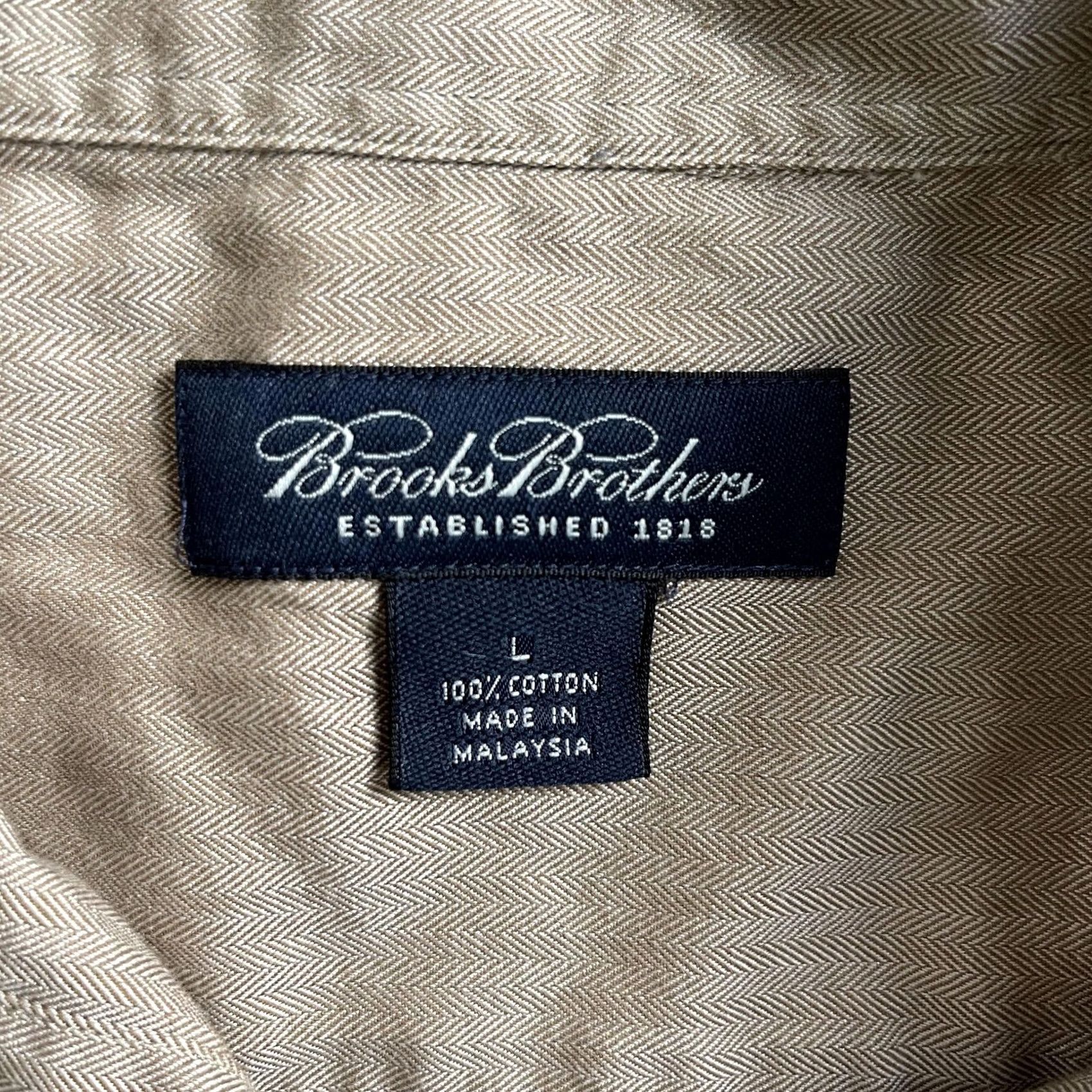 Brooks Brothers Brooks Brothers Y2K Shirt Mens Large Beige Herringbone Long Sleeve Button Up Size US L / EU 52-54 / 3 - 3 Thumbnail
