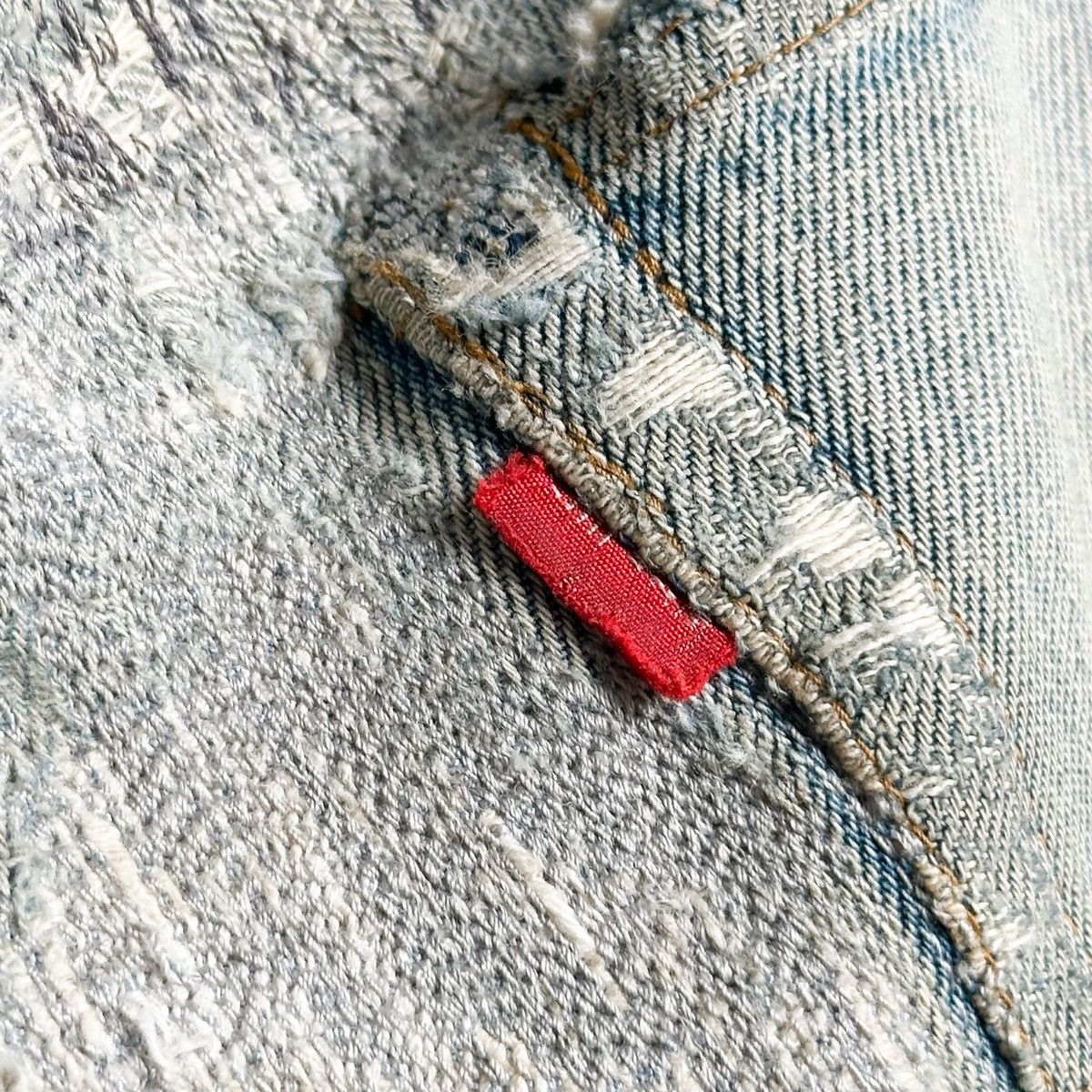 Levi's 70s Vintage Levis BORO THRASHED 501 66 Early Repair Denim Size US 33 - 9 Thumbnail