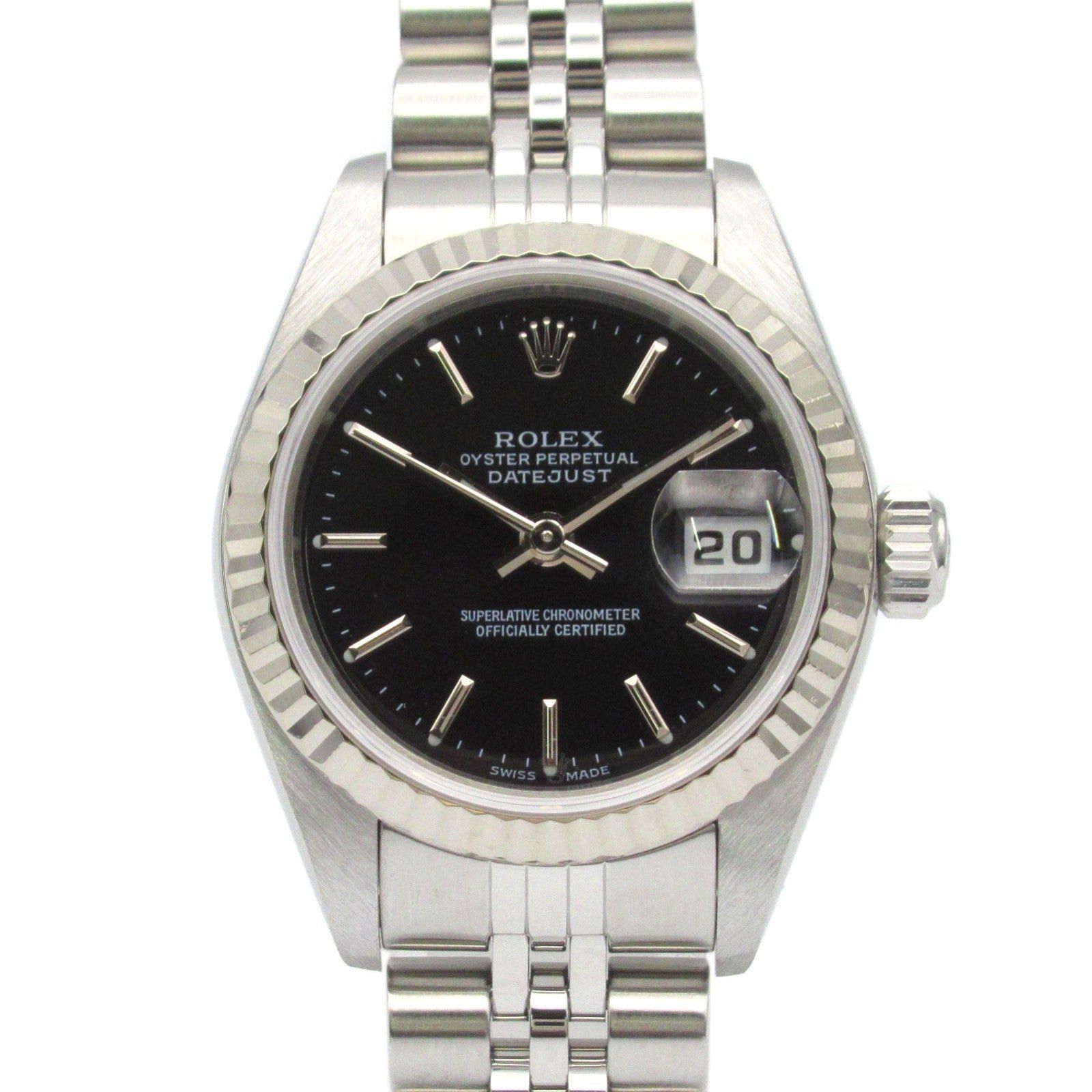 Rolex Datejust F Women Watch Automatic Winding K18Wg (White Gold) Stainless Steel Black Ba