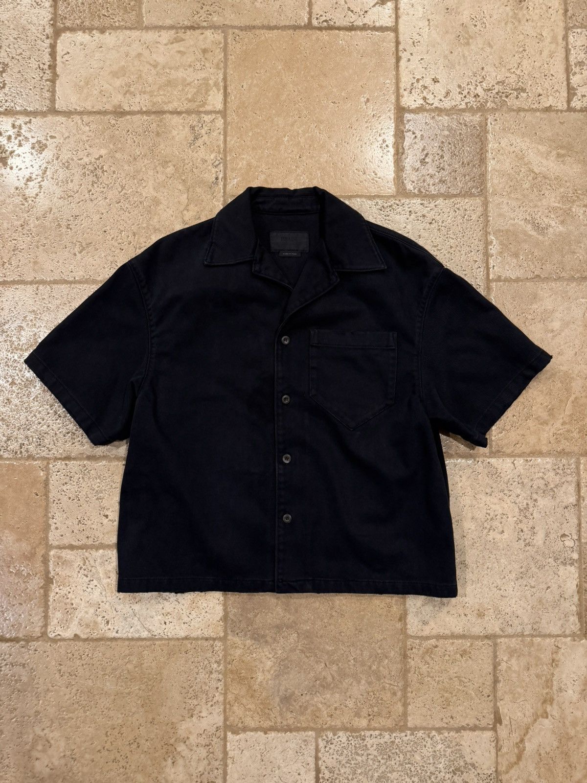 Prada Prada Black Denim Distressed Back Logo Button Bowling Shirt Size US M / EU 48-50 / 2 - 3 Thumbnail