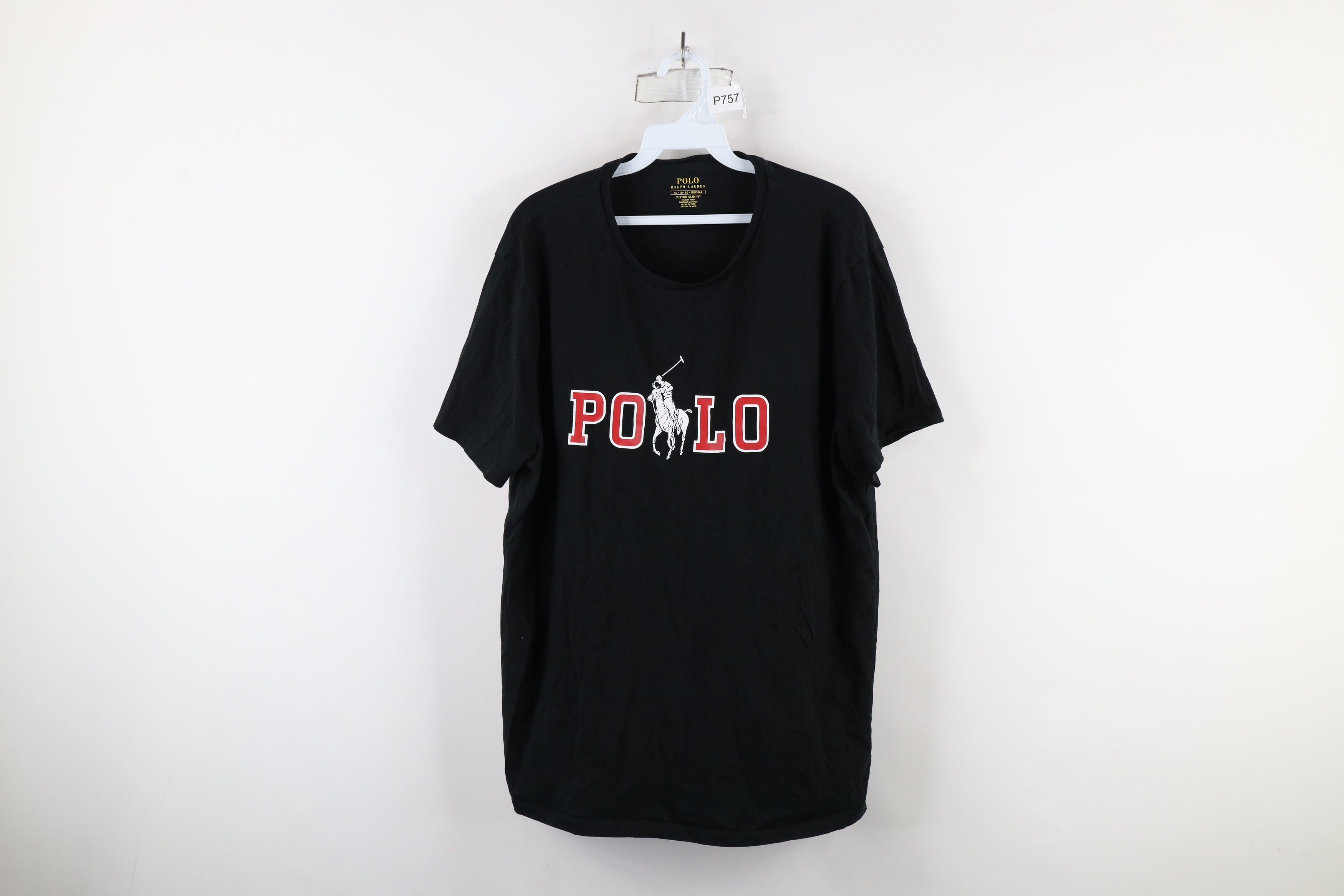 Ralph Lauren × Vintage Retro Ralph Lauren Fit Spell Out Big Pony Logo T-Shirt Black Size US XL / EU 56 / 4 - 1 Thumbnail