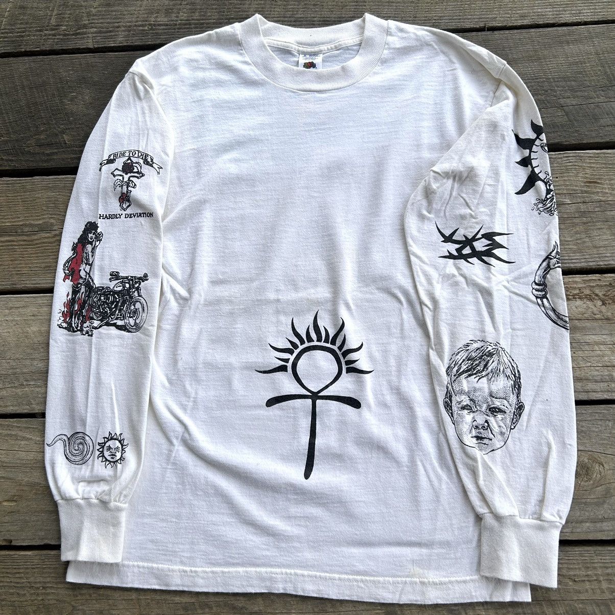 NBA Vintage 90s Dennis Rodman NBA Tattoo Print Long Sleeve Shirt Size US M / EU 48-50 / 2 - 1 Thumbnail