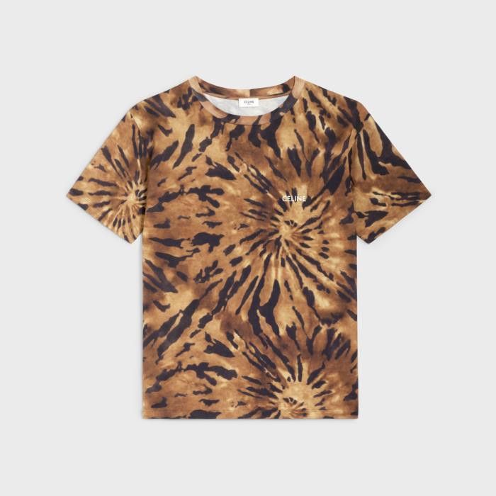 Celine o1bcso1str0125 Tie Dye Cotton Loose T-Shirt in Multicolor Size US M / EU 48-50 / 2 - 1 Thumbnail