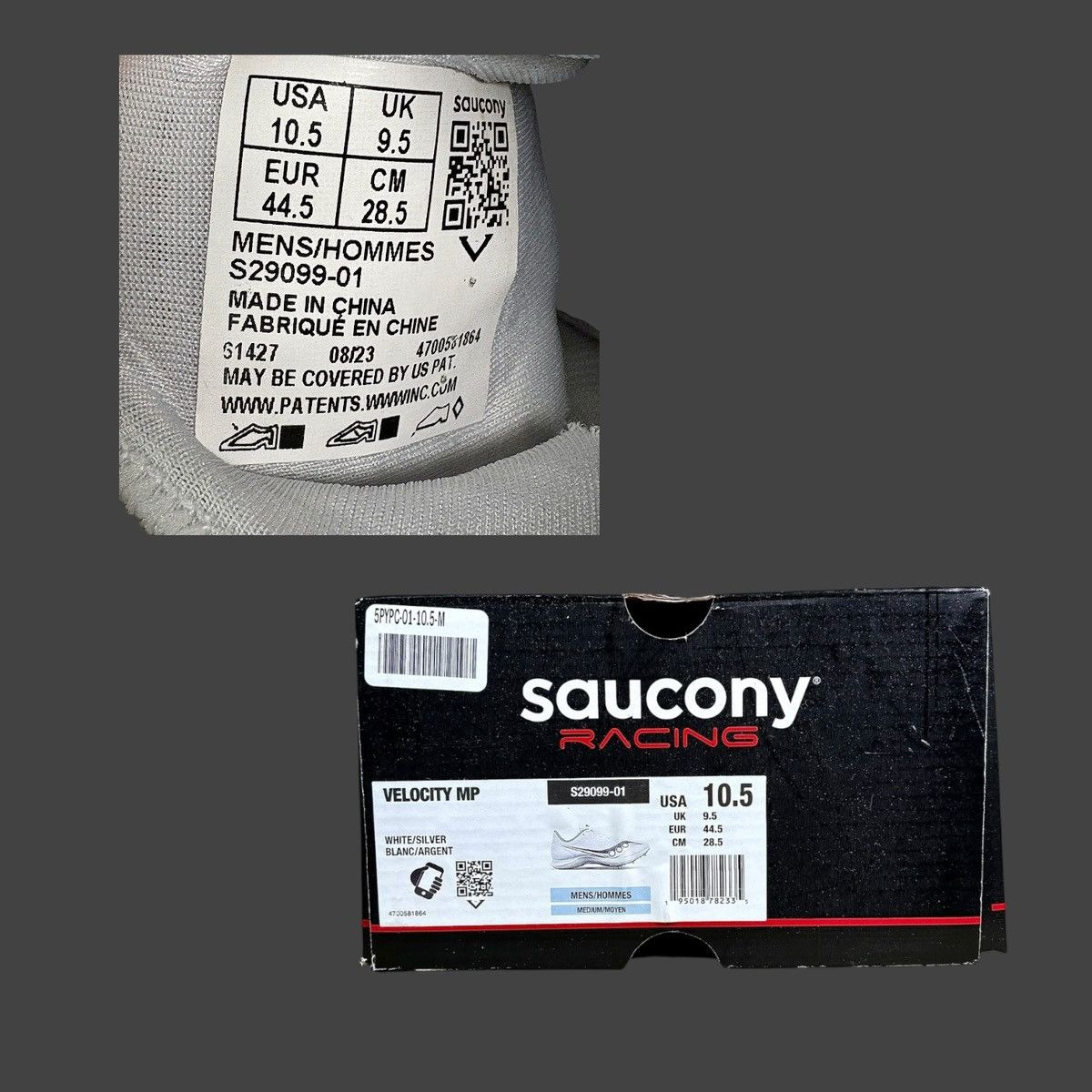 Saucony Saucony Men’s Velocity MP White Track Running Shoes Sz 10.5 Size US 10.5 / EU 43-44 - 10 Thumbnail
