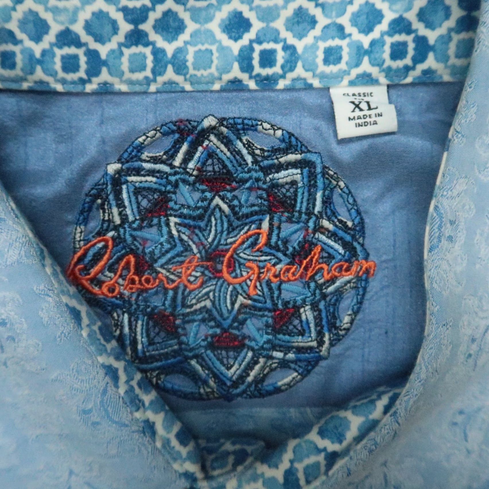 Robert Graham Robert Graham Shirt Adult XL Blue Geometric Button-Up Cotton Classic Fit Long Sleeve Mens Size US XL / EU 56 / 4 - 3 Thumbnail
