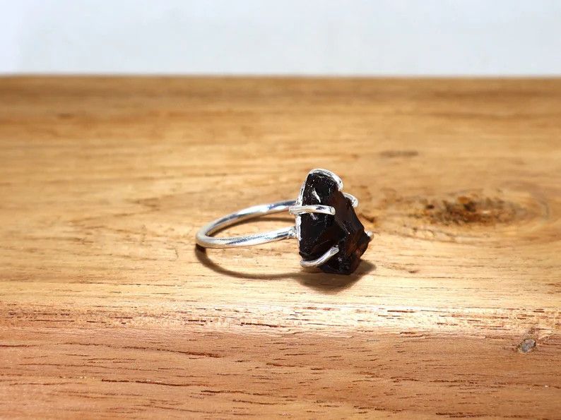 Handmade Smoky Quartz 925 Sterling Silver Ring, Handmade Boho Jewelry Size ONE SIZE - 4 Thumbnail
