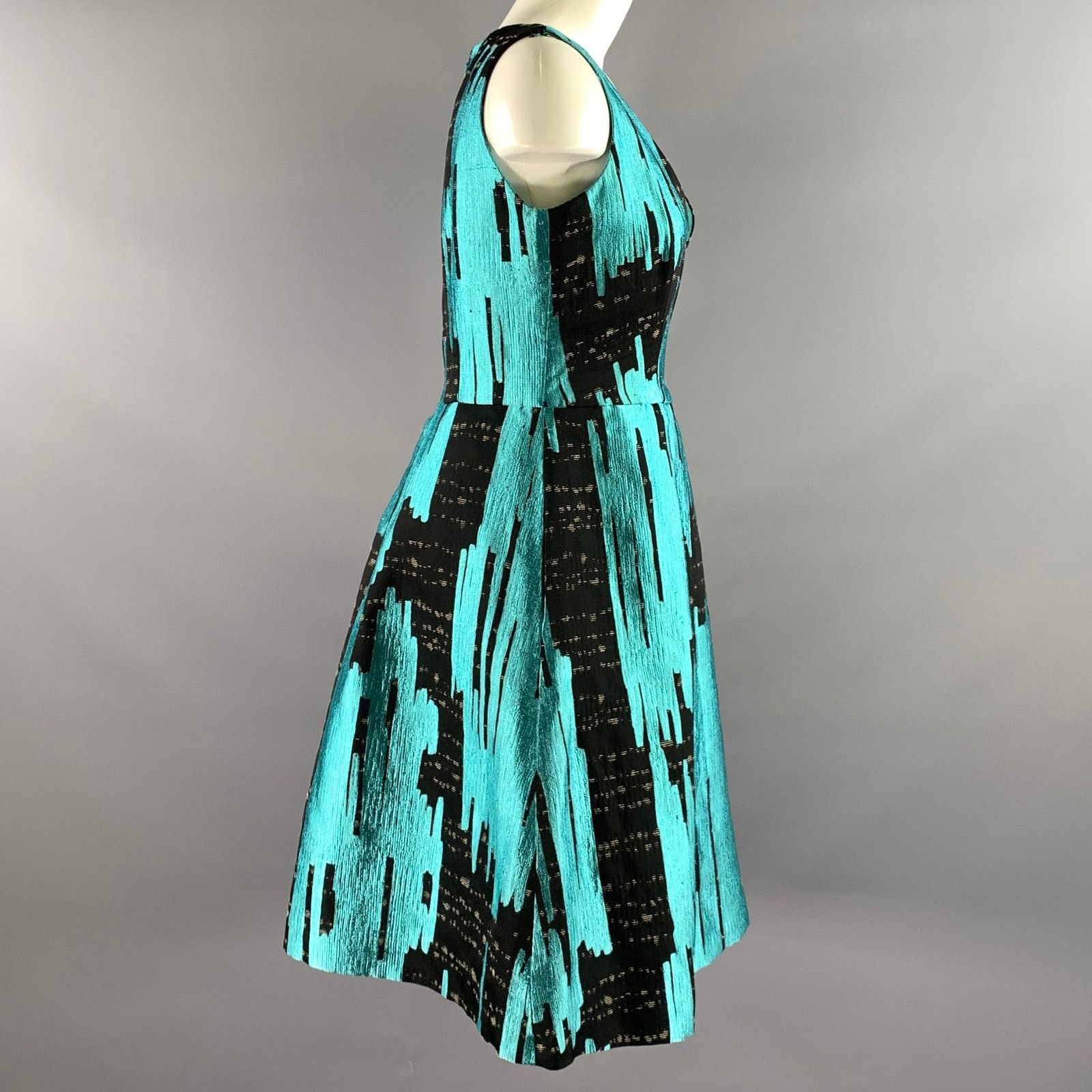 Carolina Herrera CAROLINA HERRERA Size 4 Teal Black Cocktail Dress Size S / US 4 / IT 40 - 2 Thumbnail