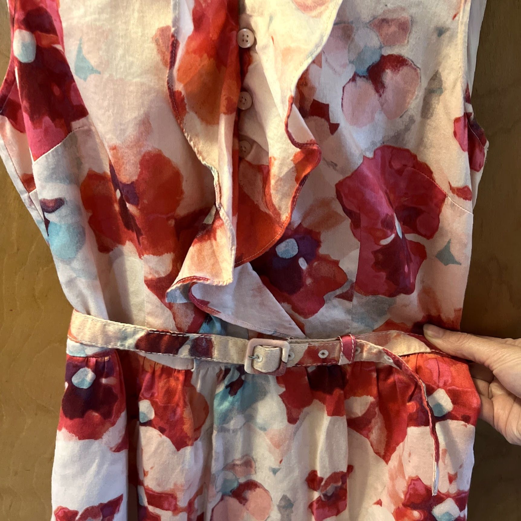 Loft VINTAGE LOFT Dress Size 0 Sleeveless Floral Pink Fuchsia Knee Length 100% Cotton Party/Cocktail Womens Size XS / US 0-2 / IT 36-38 - 4 Thumbnail