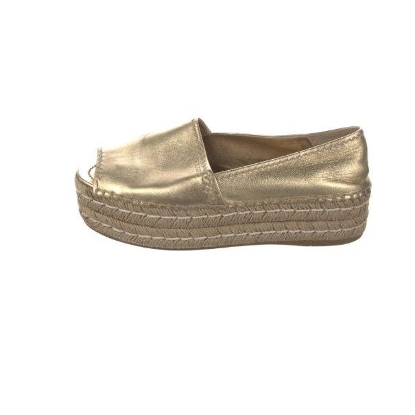 Prada Prada Gold Metallic Peep-Toe Espadrilles Size US 7.5 / IT 37.5 - 6 Thumbnail