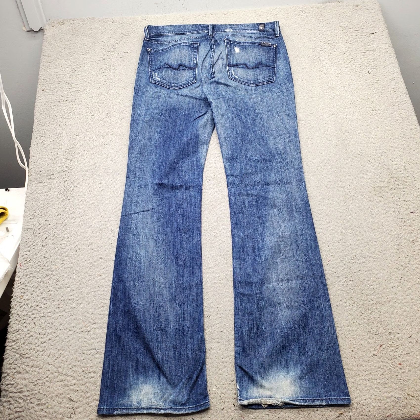 7 For All Mankind 7 for All Mankind Bootcut Jeans Womens 31 Blue Denim Faded Whiskered Distressed Size 24" / US 00 / IT 34 - 2 Thumbnail
