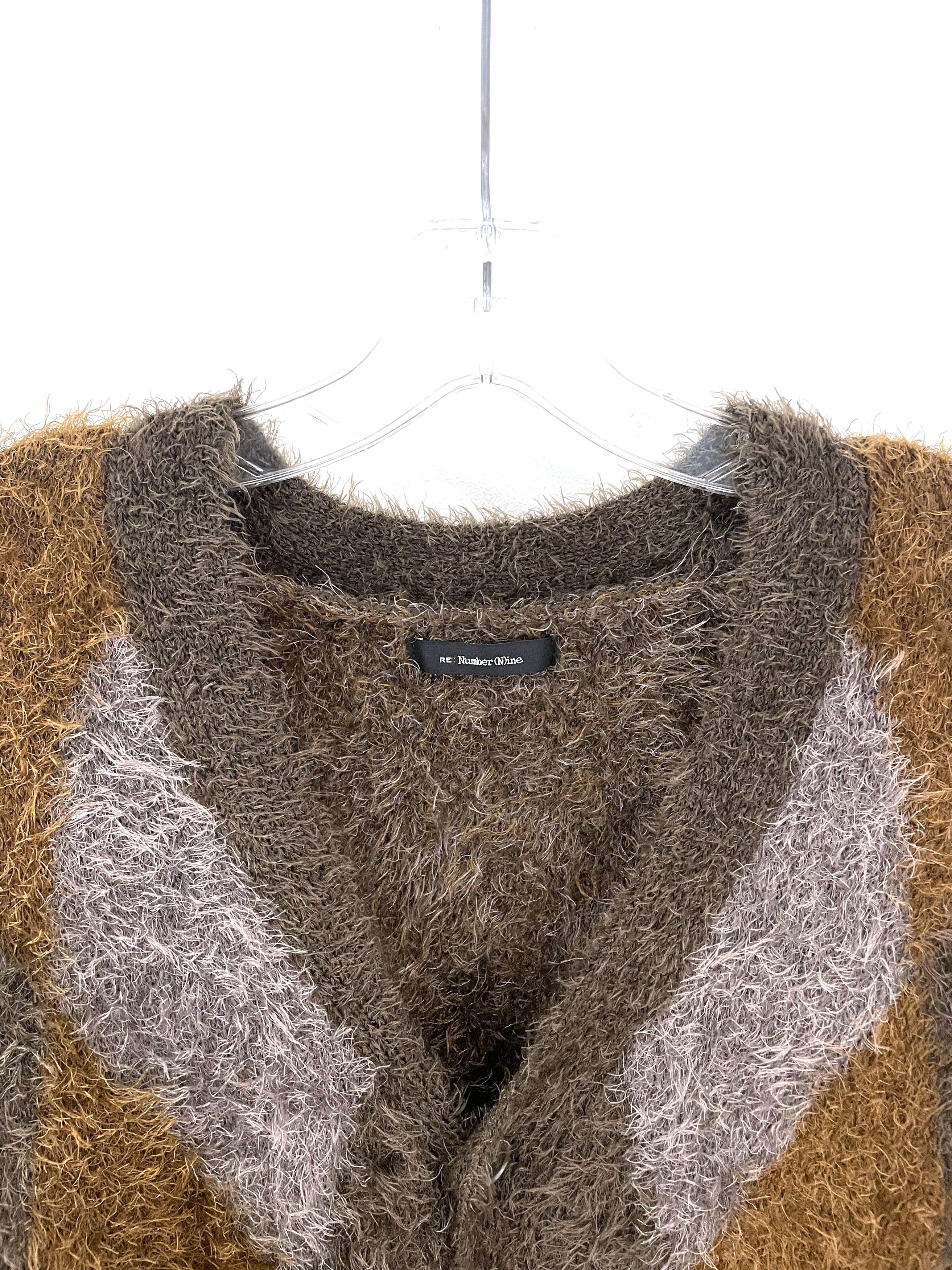 Number (N)ine Fuzzy Argyle Cardigan Size US XL / EU 56 / 4 - 3 Thumbnail
