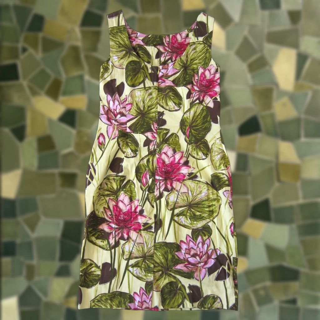 Talbots Talbots Pink Green Brown Yellow Floral Cotton Stretch A-Line Tank Dress 4 Womens Shirt Size S / US 4 / IT 40 - 1 Thumbnail