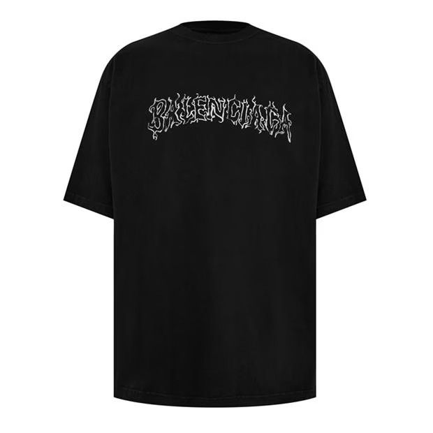 image of Balenciaga O1G2R1Mq0324 Logo T-Shirt In Black & White in Black/White, Men's (Size XL)