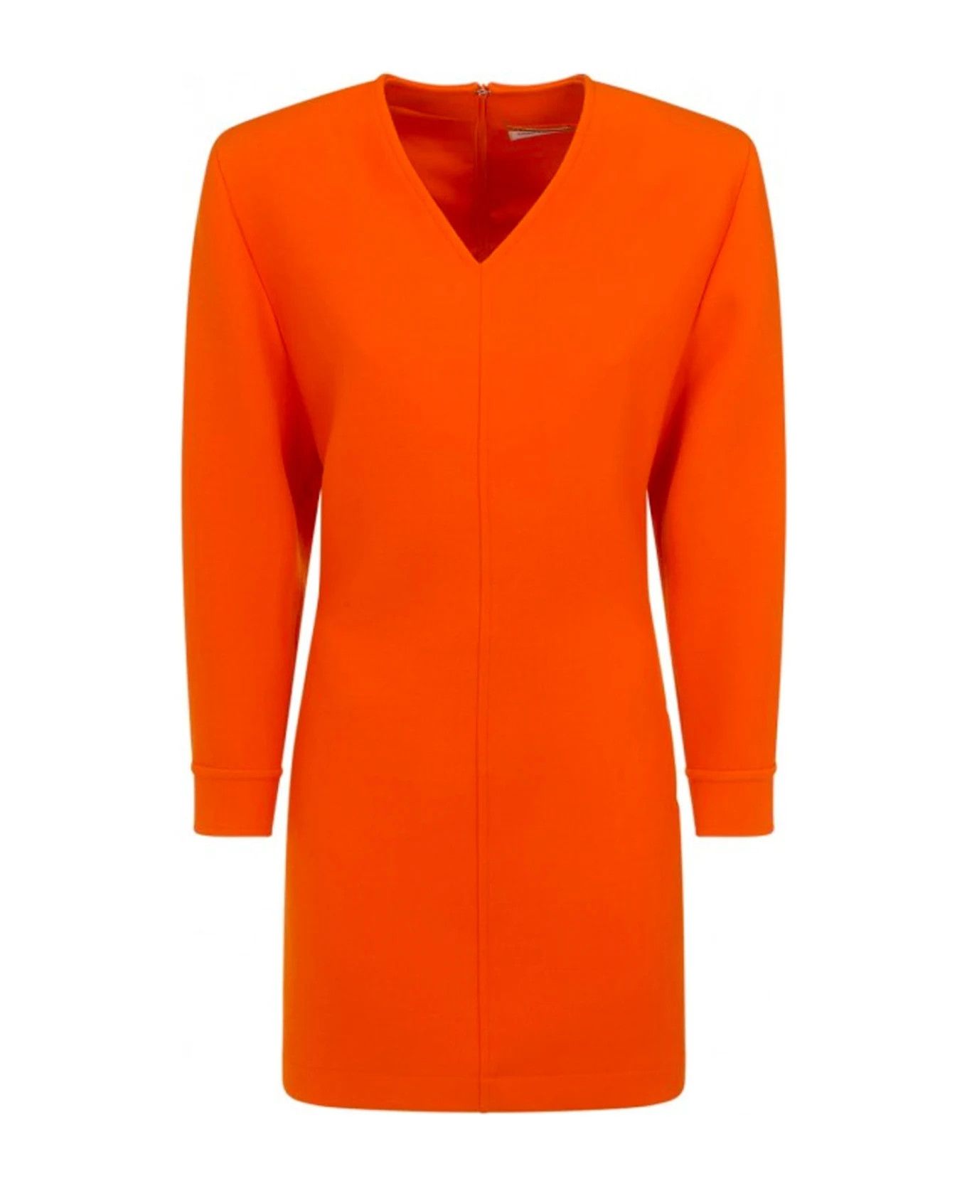 Saint Laurent Paris o1bcso1str1125 V-Neck Dress In Floral Crepe in Orange Size S / US 4 / IT 40 - 1 Thumbnail
