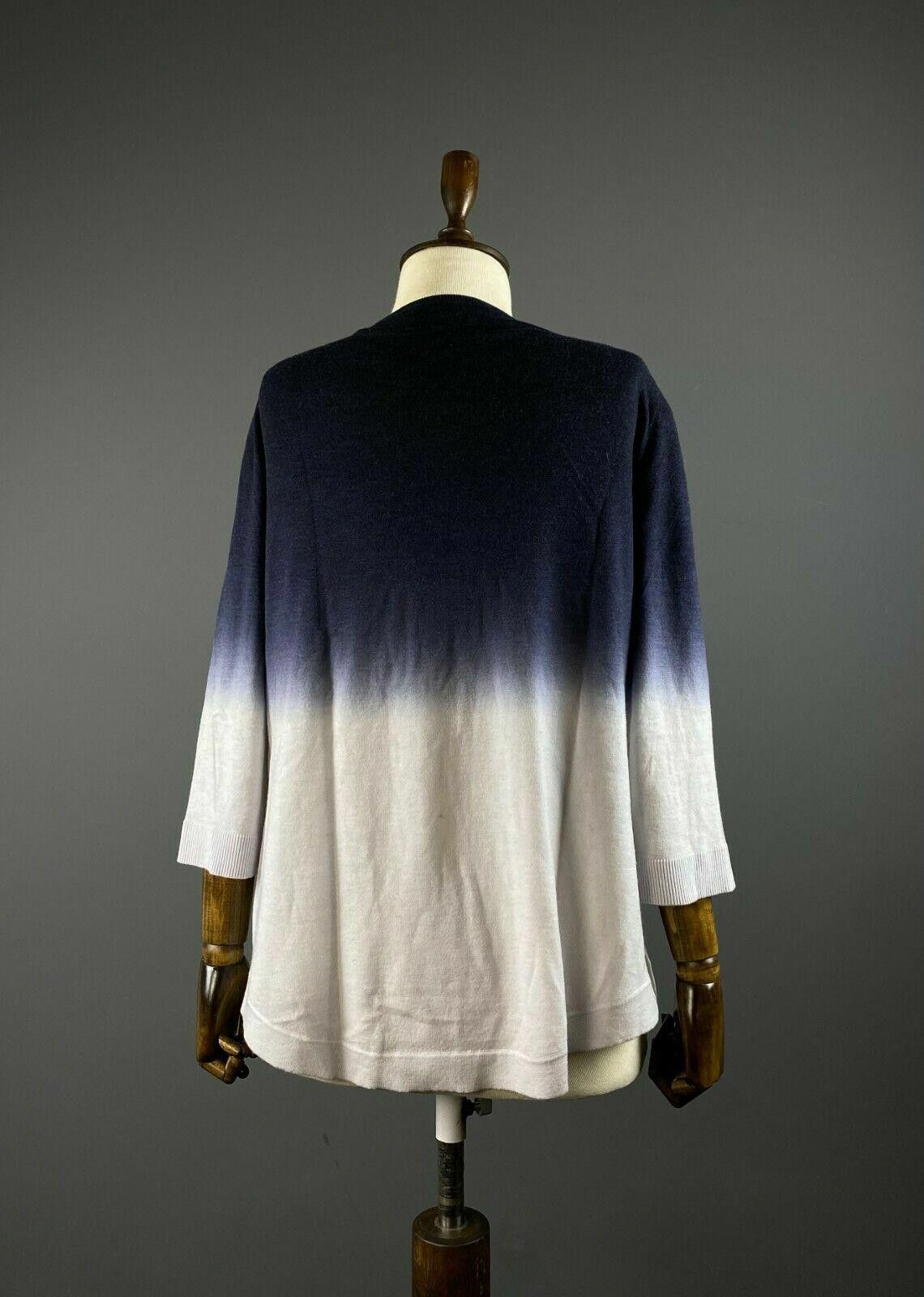 Designer FFC Blue White Gradient Boat Neck Wool Jumper Size XL Size XL / US 12-14 / IT 48-50 - 6 Thumbnail
