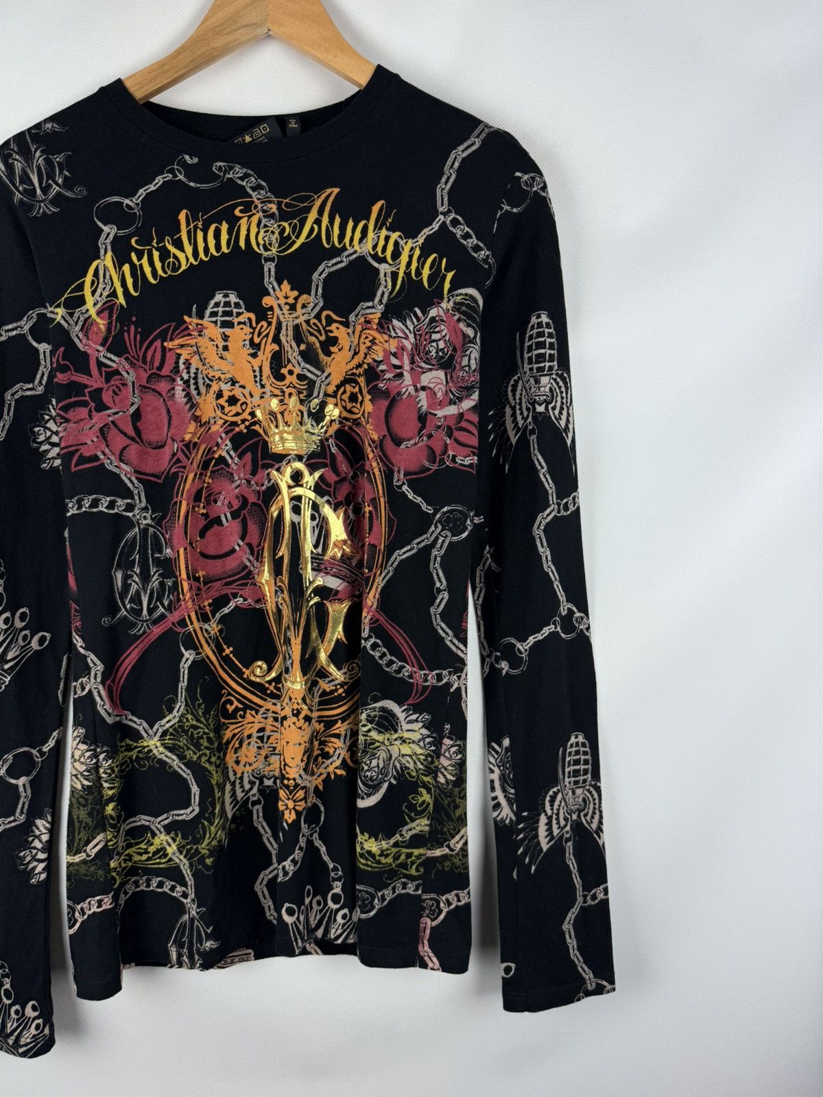 Christian Audigier Christian Audigier Y2K Overprinted Long Sleeve T Shirt Size L / US 10 / IT 46 - 3 Thumbnail
