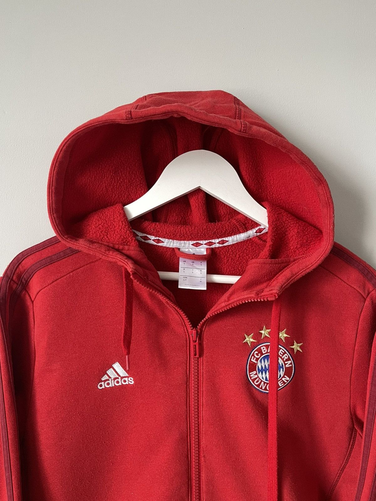 Adidas Adidas Bayern Munchen Red Zip Hoodie Track Jacket Size US S / EU 44-46 / 1 - 2 Thumbnail