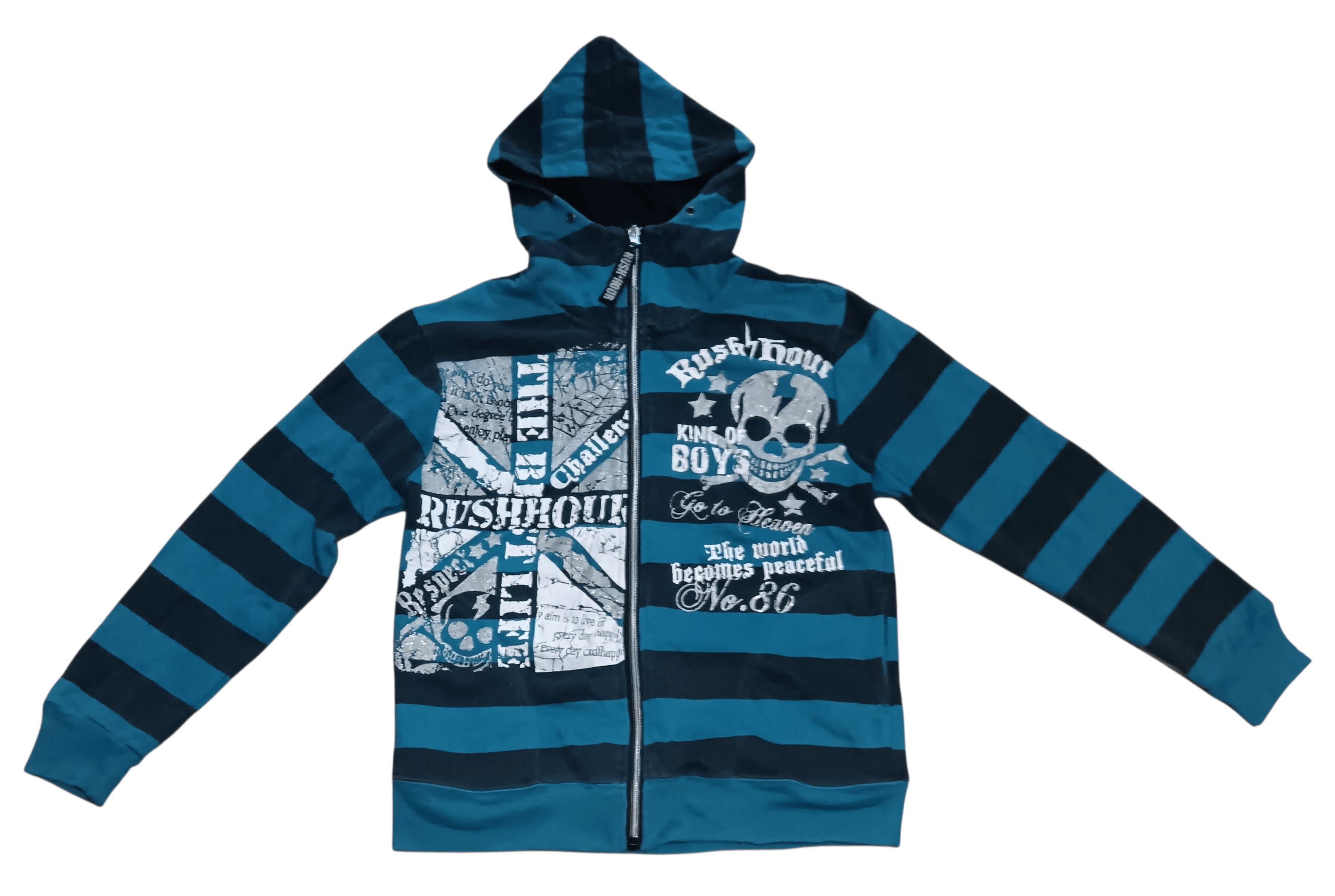 Japanese Brand RUSH HOUR UNION JACK SKULL PUNK HOODIE Size US S / EU 44-46 / 1 - 1 Thumbnail