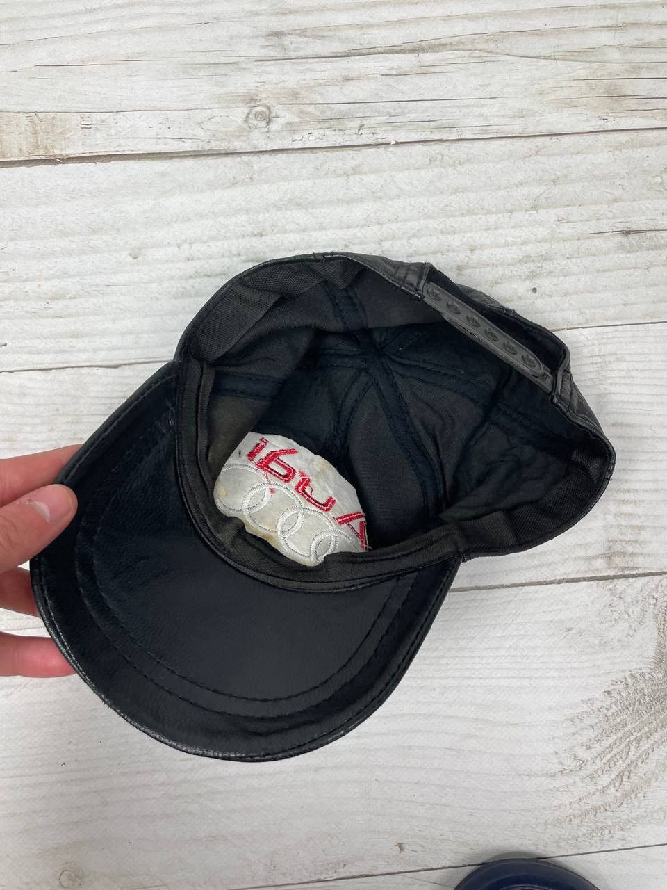 Audi Vintage Racing Audi Leather Cap 90s Hat Big Logo Nascar Y2K Size ONE SIZE - 10 Thumbnail