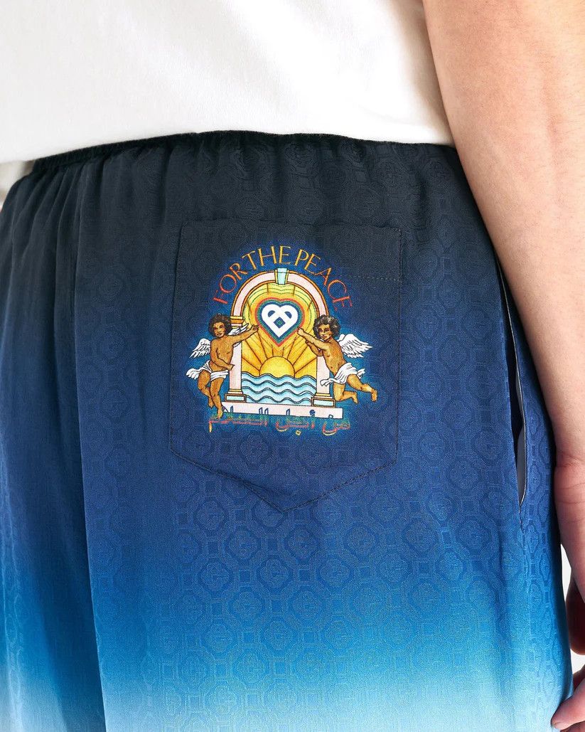 Casablanca o1s1v1r1oon0925 Musique Silk Shorts with Drawstrings in Blue Size US 32 / EU 48 - 4 Thumbnail
