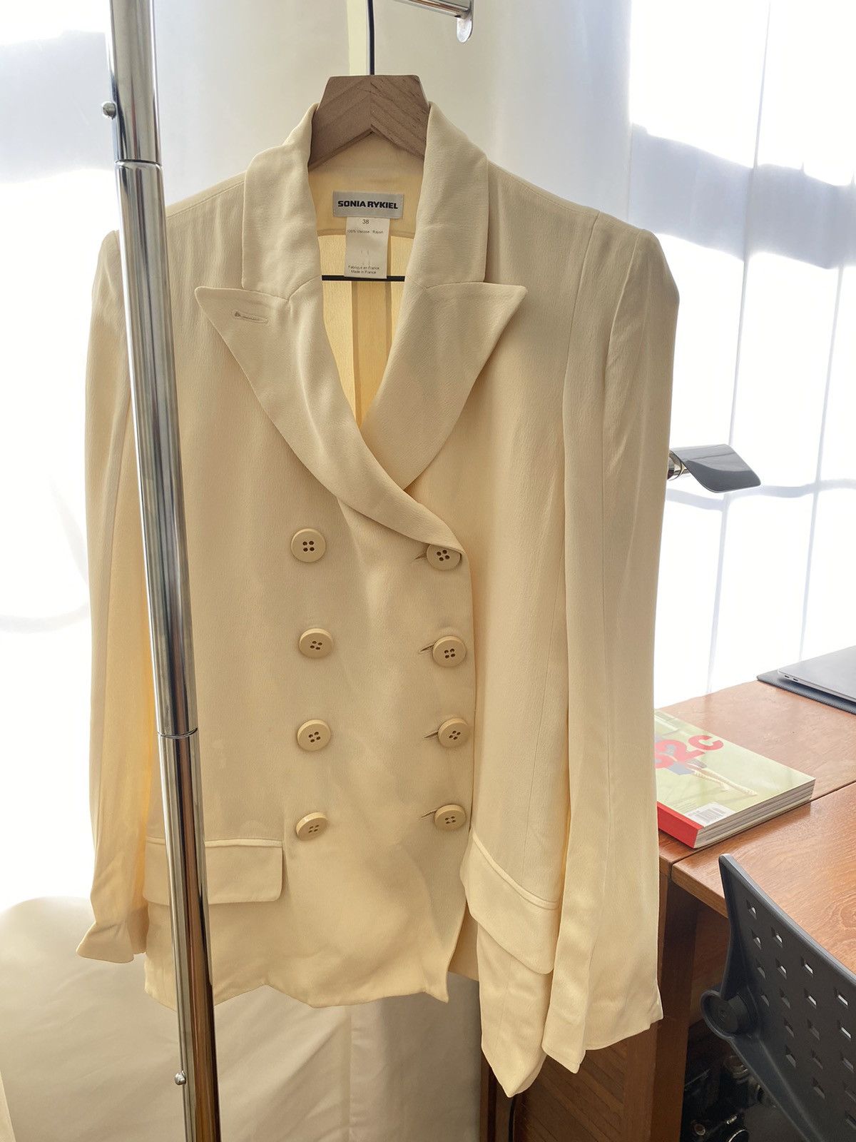 image of Sonia Rykiel Double-Breasted Vintage Suit in Cream, Women's (Size Small)