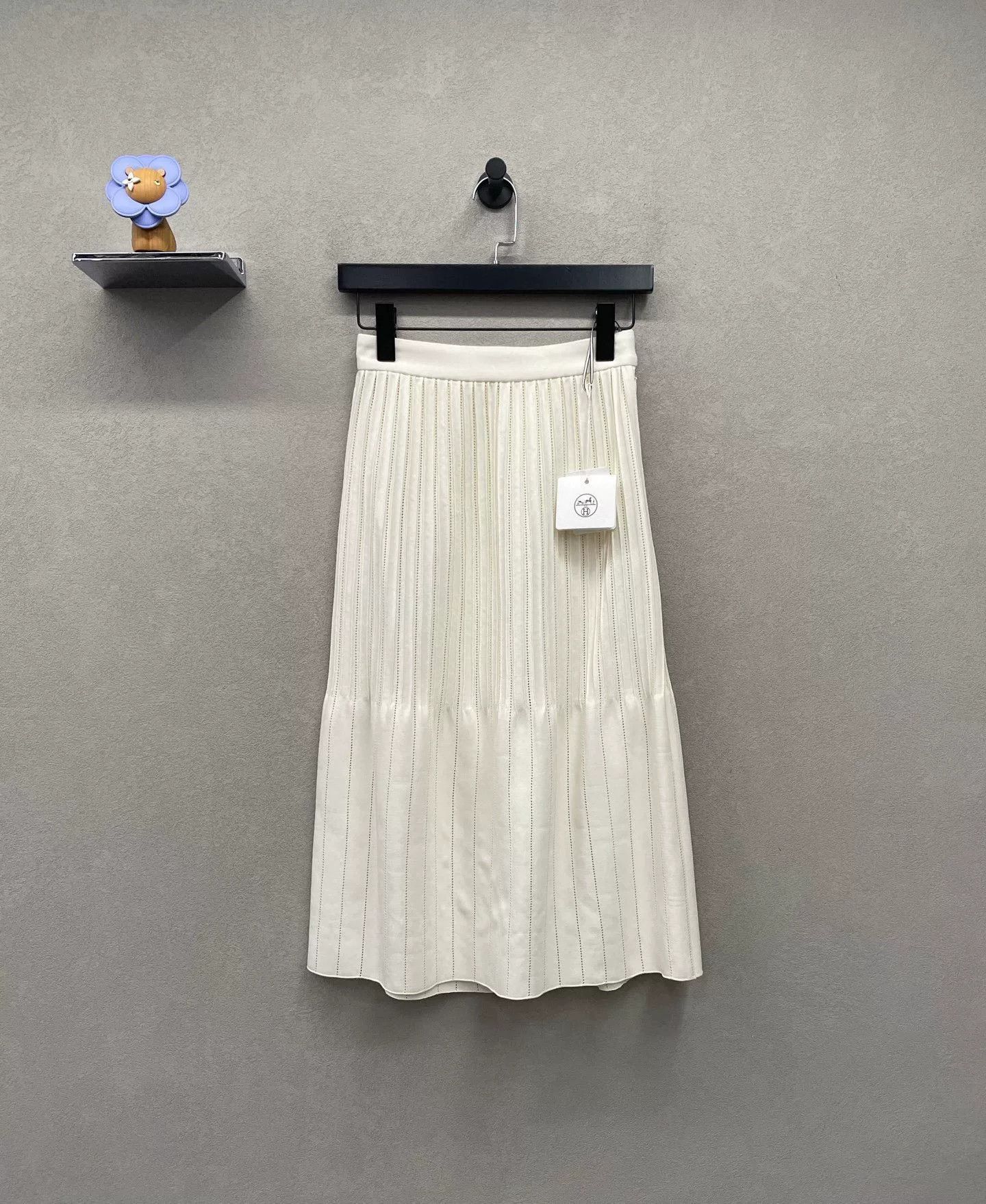 Hermes Beige High-Waist A-Line Skirt